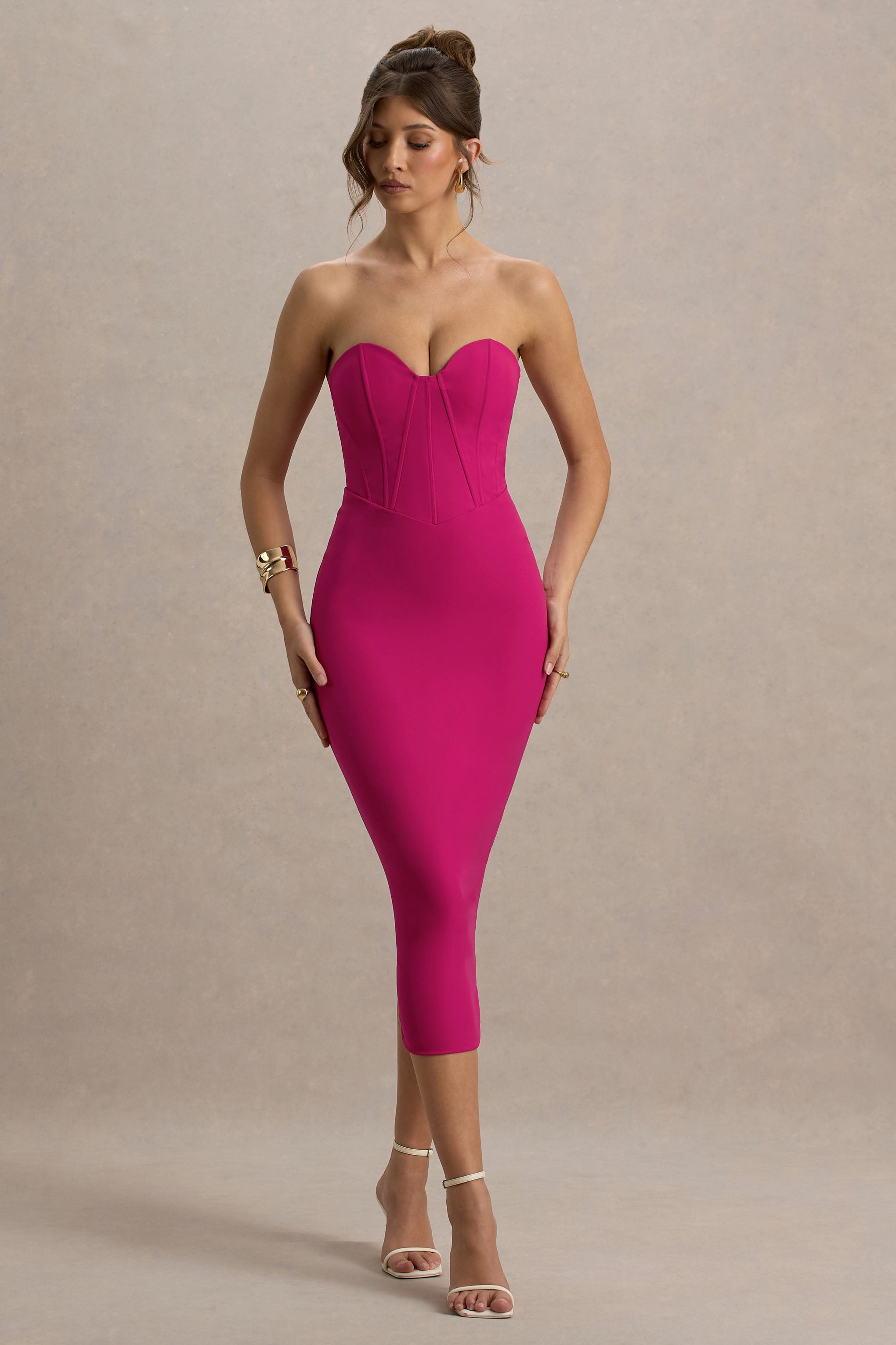 women's dark pink strapless dress for wedding KissProm Mermaid Sweetheart Tulle Lace Prom Dress, Hot / 2 Mermaid Style Fabric MOJOGO Fashion Women's Strapless Dress