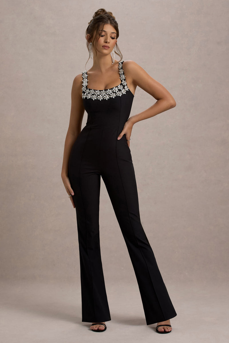 Amadi | White Embellished Strappy Flared-Leg Jumpsuit