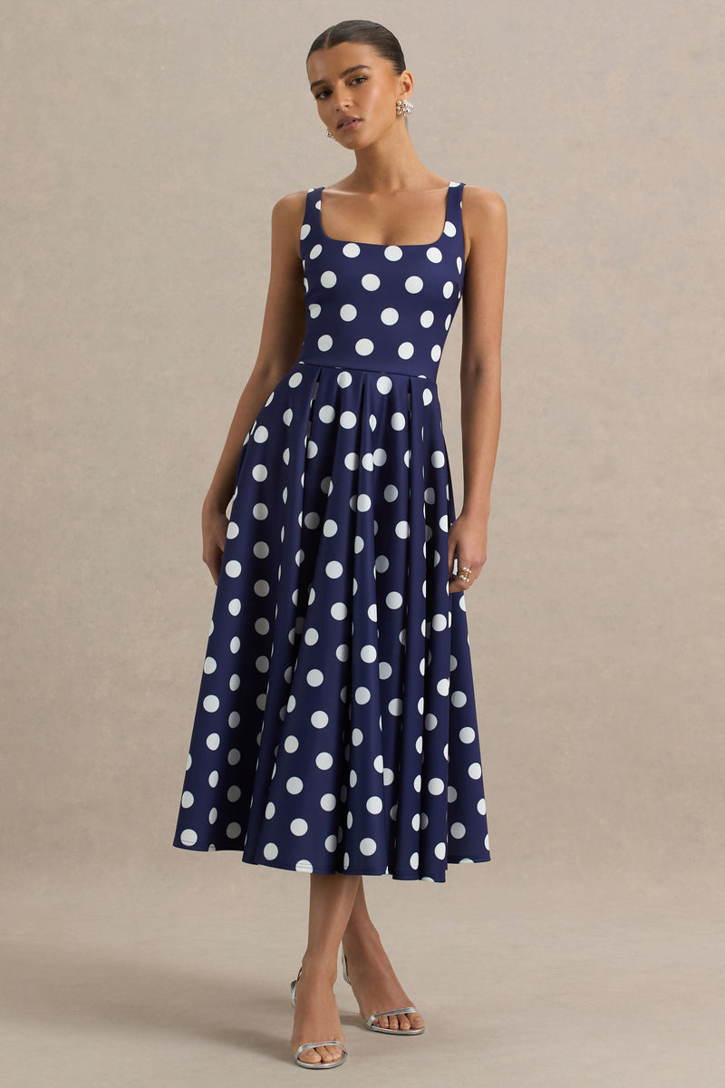 Berta | Burgundy Floral Print Square-Neck Midi Dress main image 0