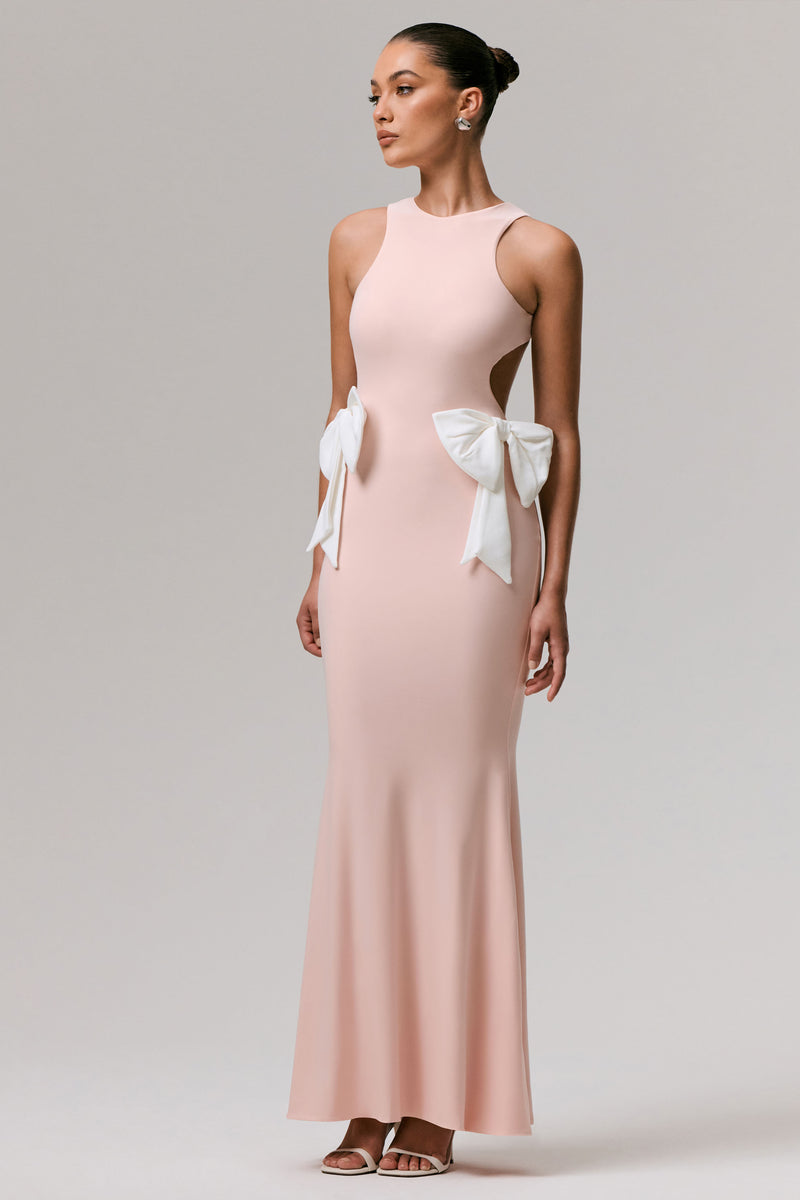 By Your Side Pink Cut-Out Maxi Dress With Bows – Club L London By Your Side Pink Cut-Out Maxi Dress With Bows – Club L London