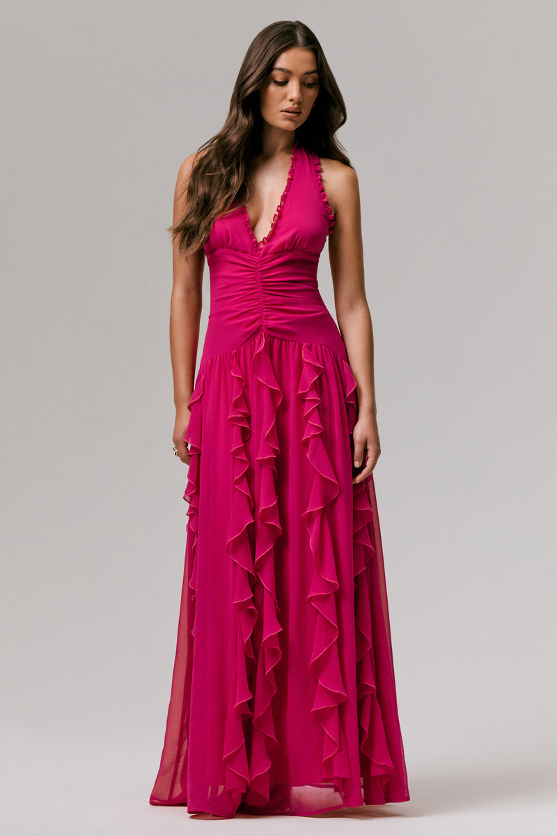 PLUNGE NECK MAXI DRESS LETTERS FROM THE PINK ROOM