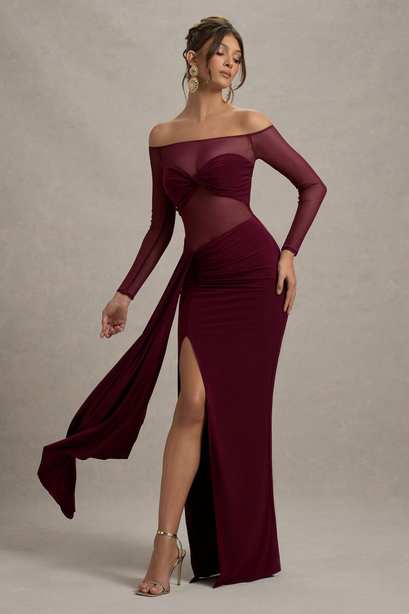 green emerald velvet dress Skin Color Neckline Long Burgundy Prom Dresses Ball Gowns Lace Long Sleeves main image 0