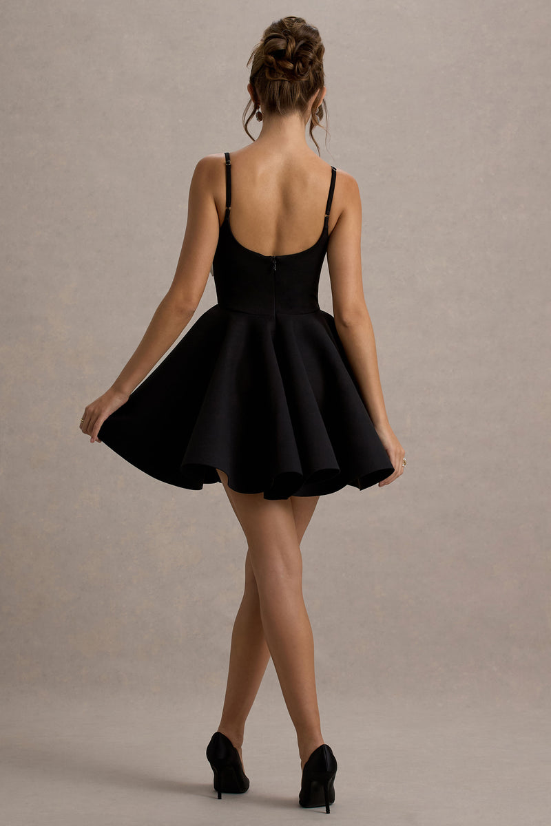 blue dress for baby girl Yasmina Black & White Bow Skater Mini Dress – Club L London