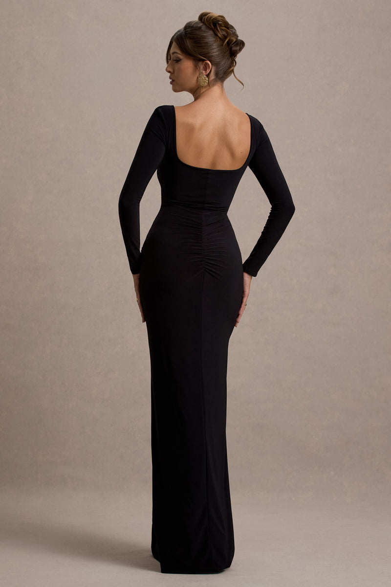black square neck maxi dress My Pleasure