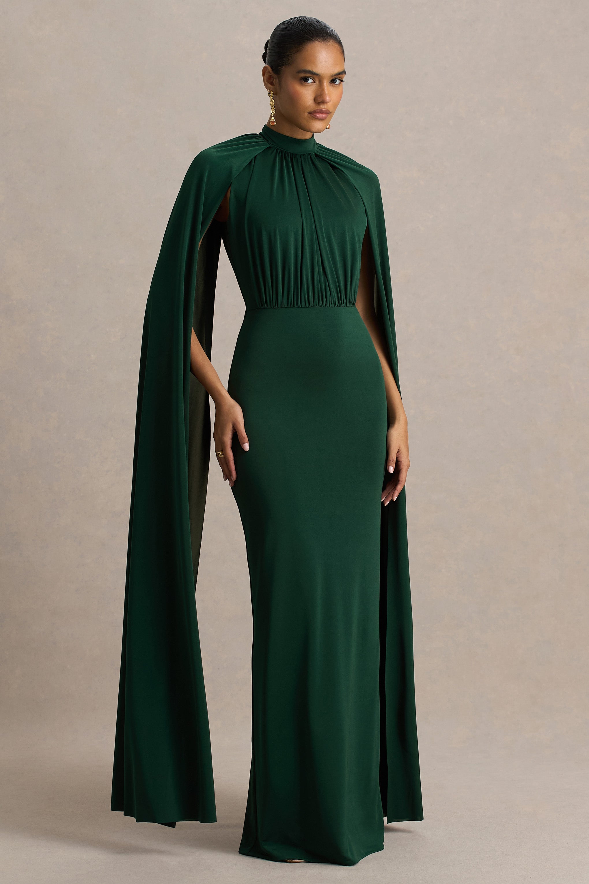 jet set club green dress Darielle | Bottle High-Neck Cape-Sleeve Maxi Picnic Dresses Red Sailor Dress| Girls Maxi length Sizing Color:Marigold