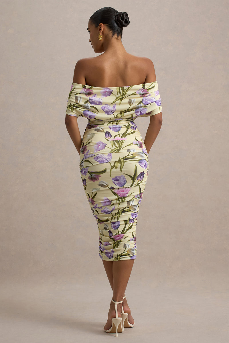 long puff sleeve midi dress Liya IVORY PUFF SLEEVE MIDI DRESS