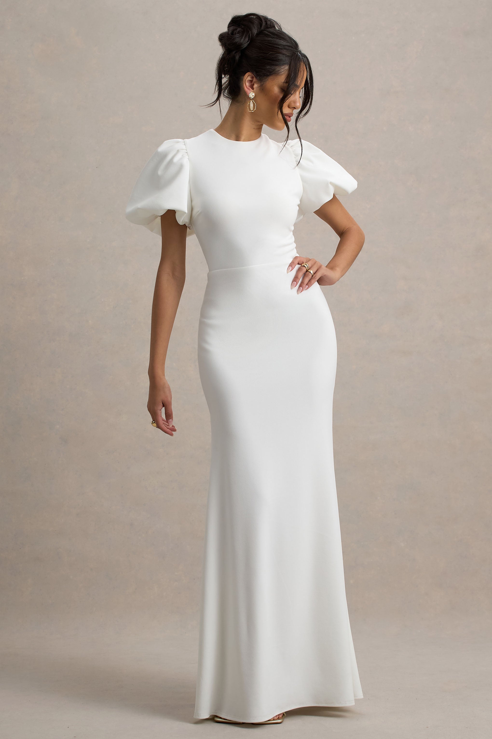 Love Letters | White Puff-Sleeve Maxi Dress – Club L London
