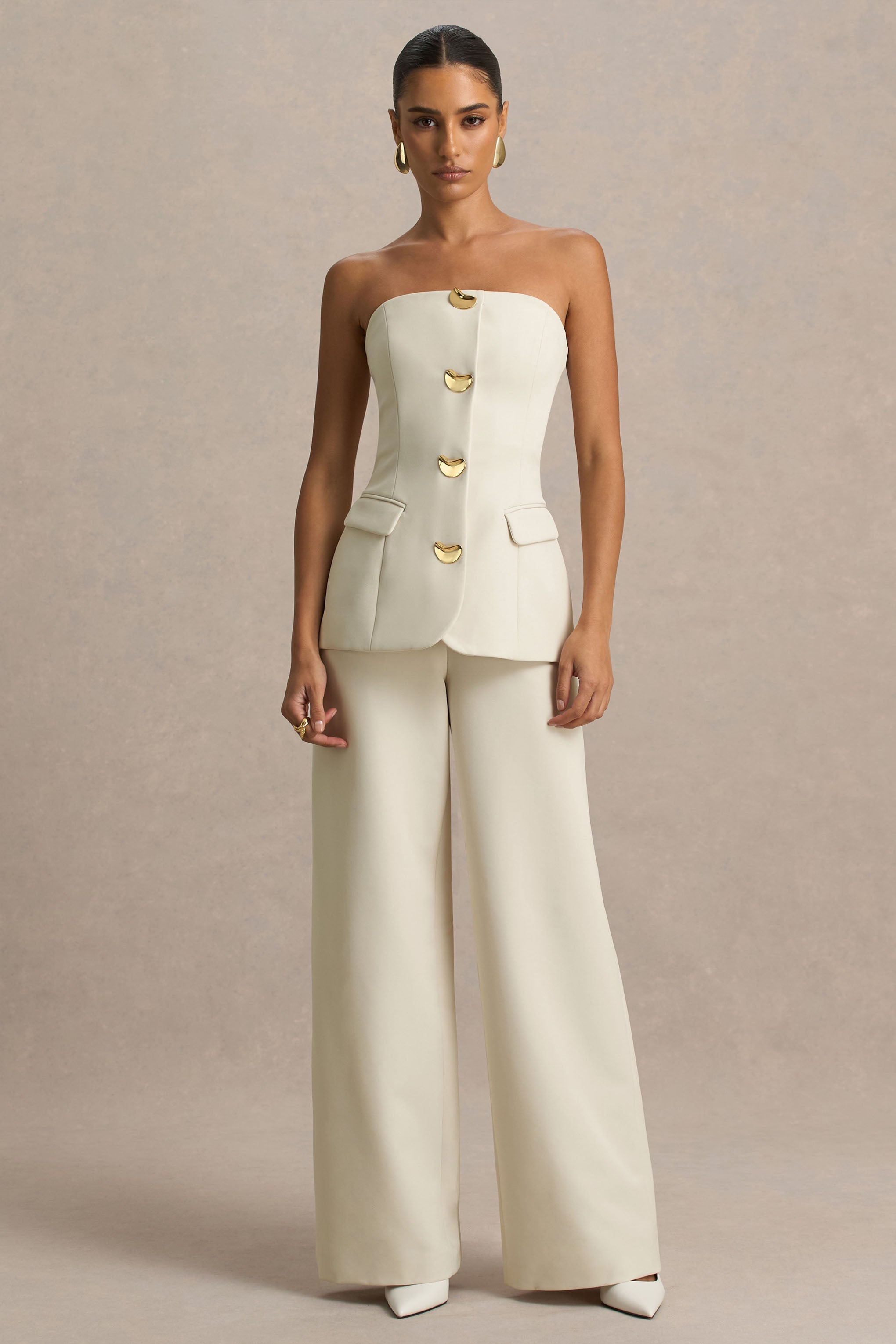 Zoey | Nude Bandeau Jumpsuit – Club L London - USA