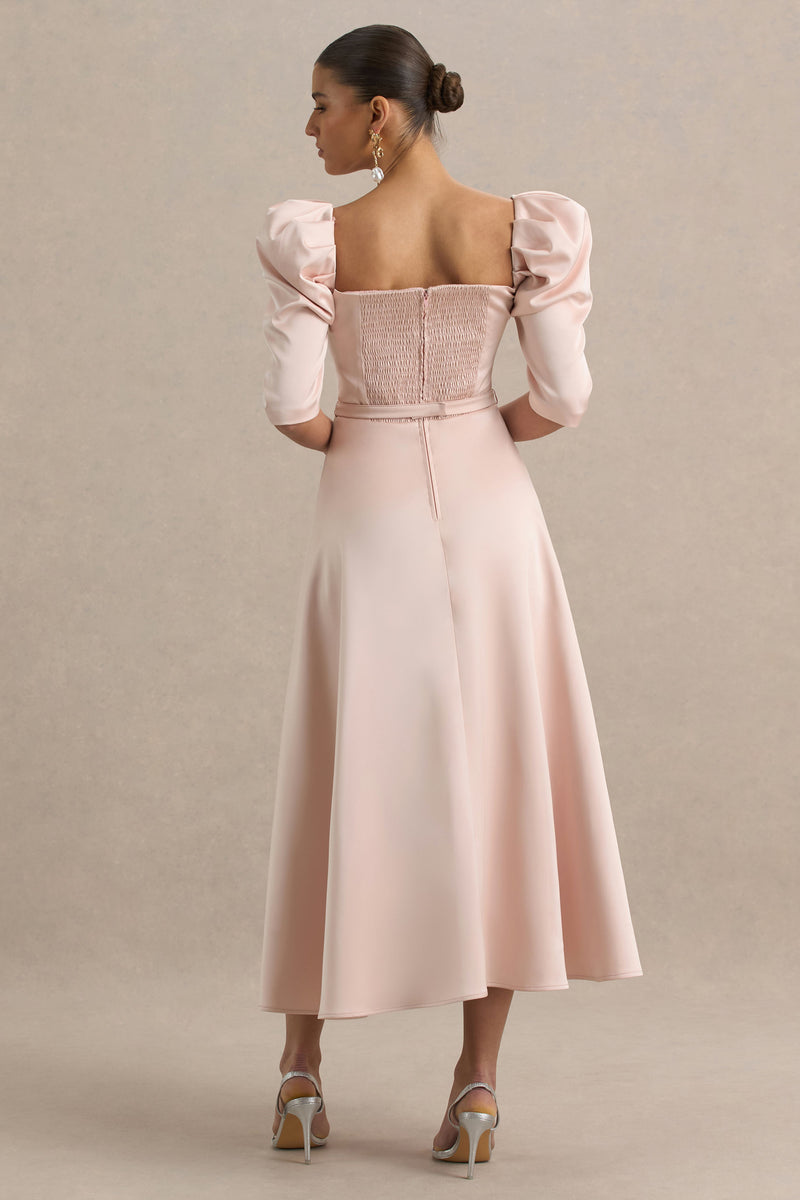 a-line wedding dress for women Satin Neckline Wedding Dress With Pockets Lace Appliques WD217 US10 / Custom Color main image 1
