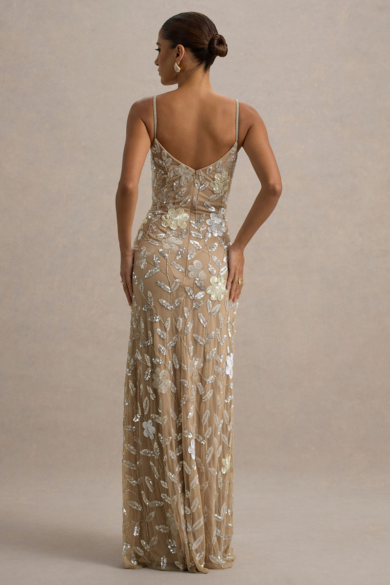 Gemini Floral Embellished Strappy Maxi Dress – Club L London Gemini Floral Embellished Strappy Maxi Dress – Club L London