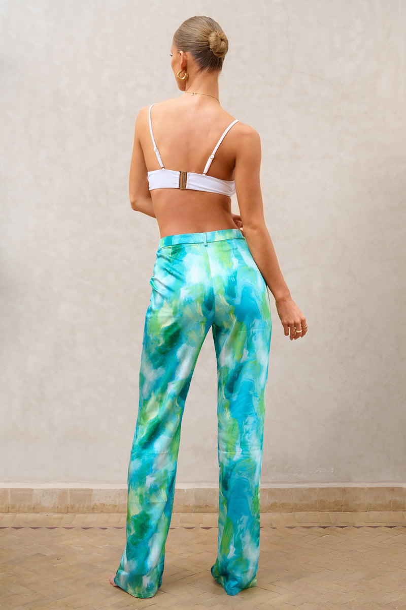 Turquoise wide leg trousers hotsell