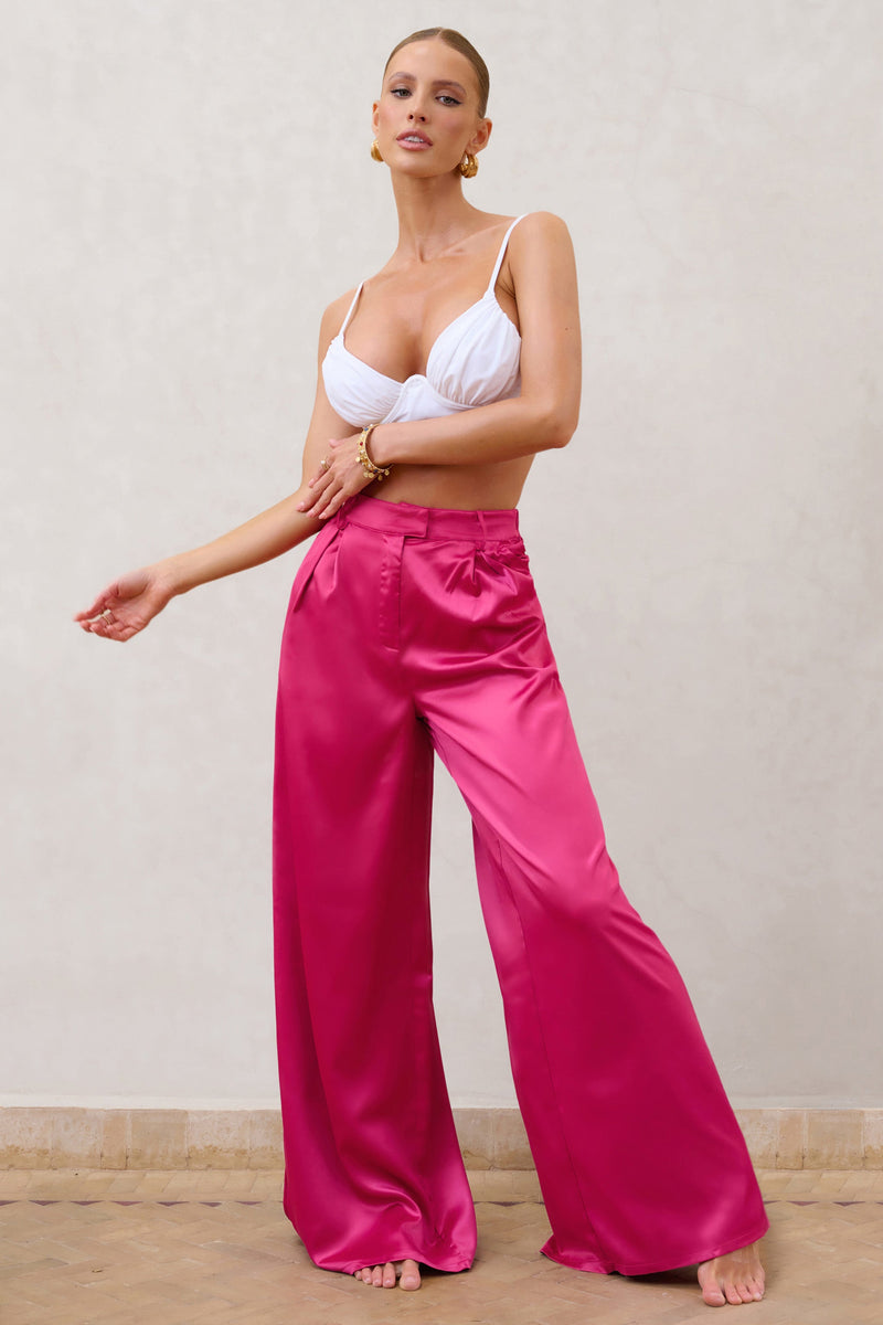 b.young WIDE LEG PANTS - Trousers - super pink/mottled pink