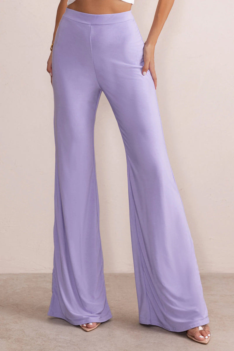 Romantic Night Lilac High Waist Leg USA Club Trousers London - Straight – L