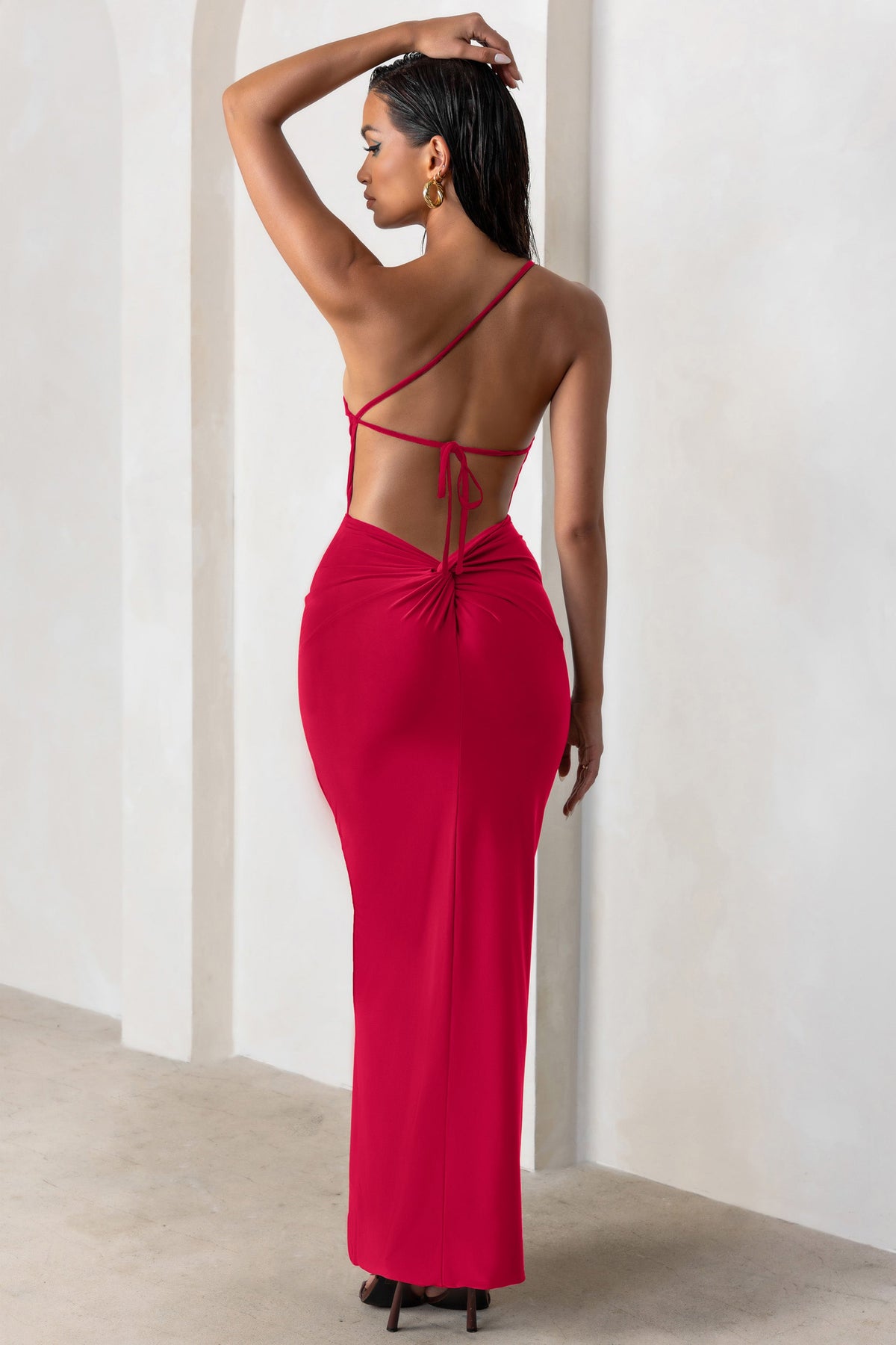 Dressing Up Red One Shoulder Maxi Dress With Open Back Detail – Club L  London - USA