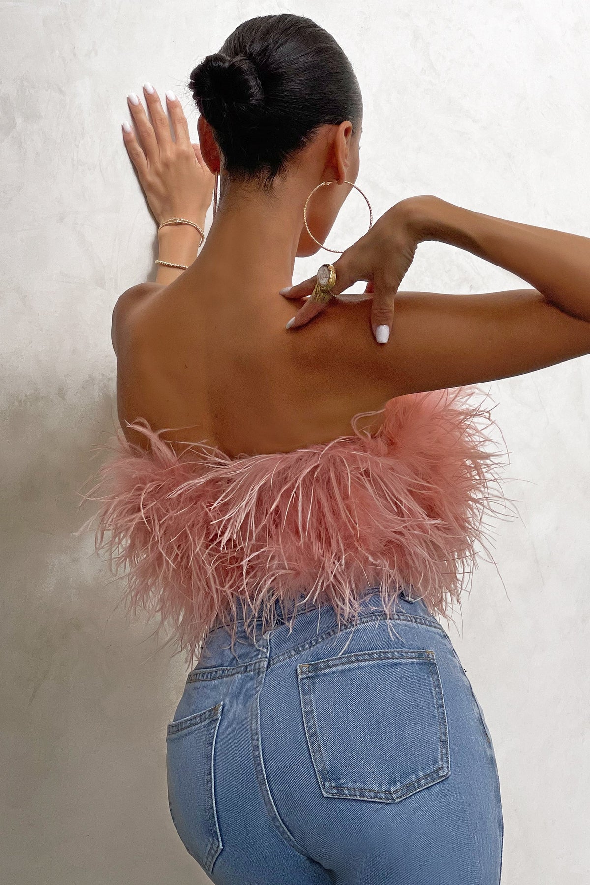 Dream Daze Pink Feather Bandeau Crop Top – Club L London - USA