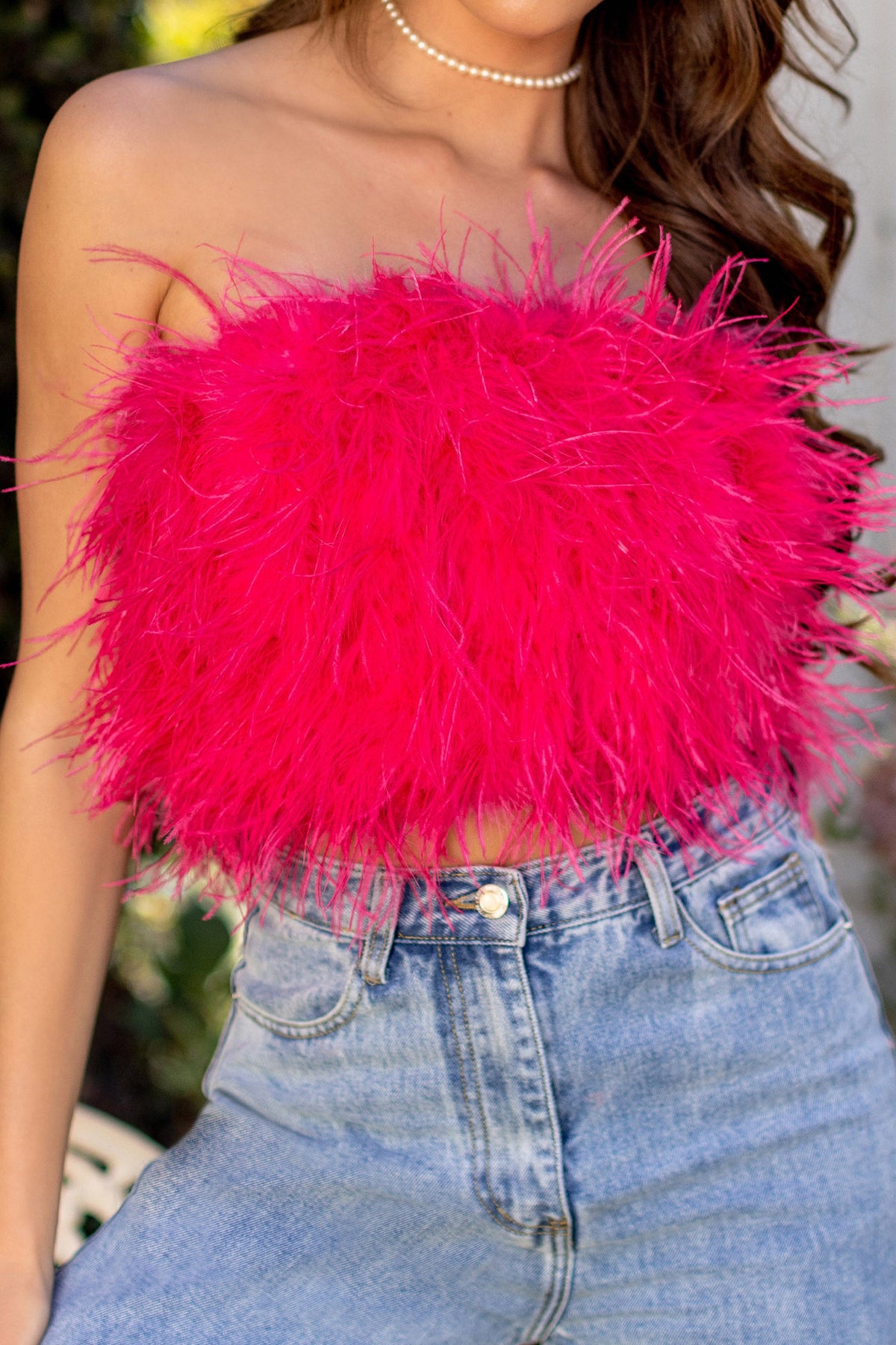 Dream Daze Hot Pink Feather Bandeau Crop Top – Club L London - USA