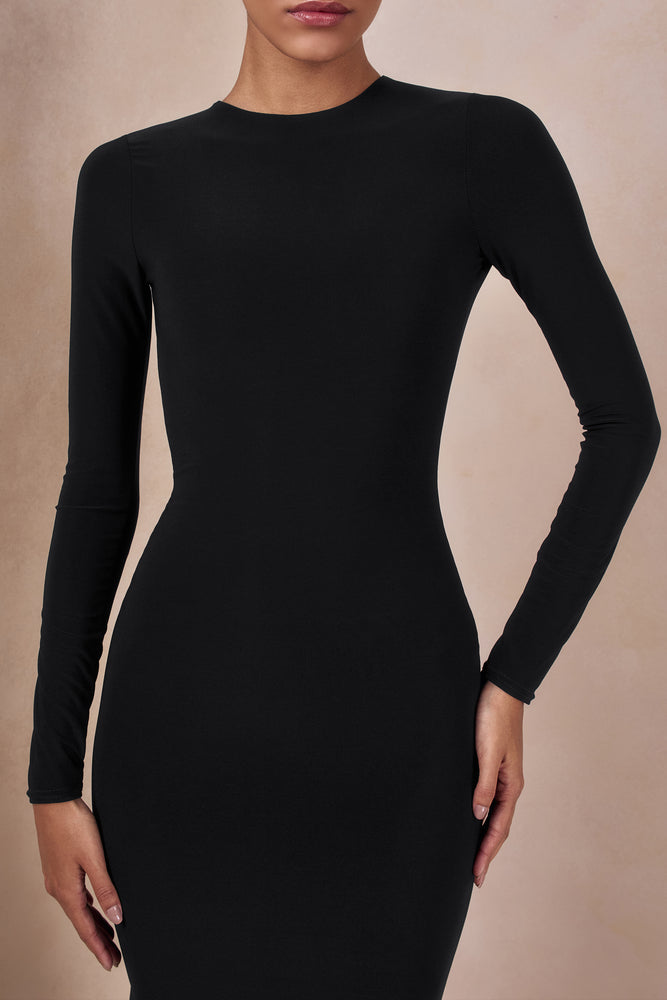 One Step Ahead Black Long Sleeve Backless Fishtail Maxi Dress Club L London - USA One Step Ahead Black Long Sleeve Backless Fishtail Maxi Dress Club L London - USA