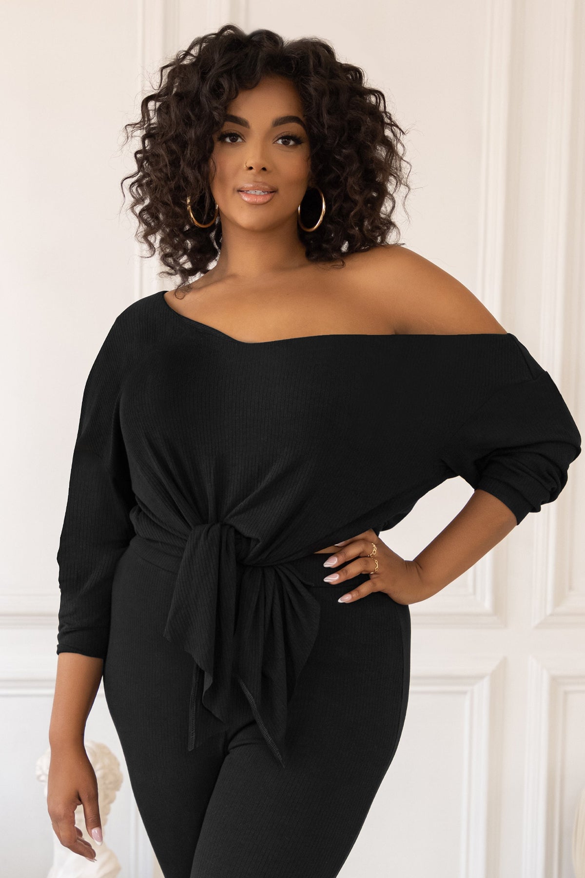 Black off the 2024 shoulder plus size top