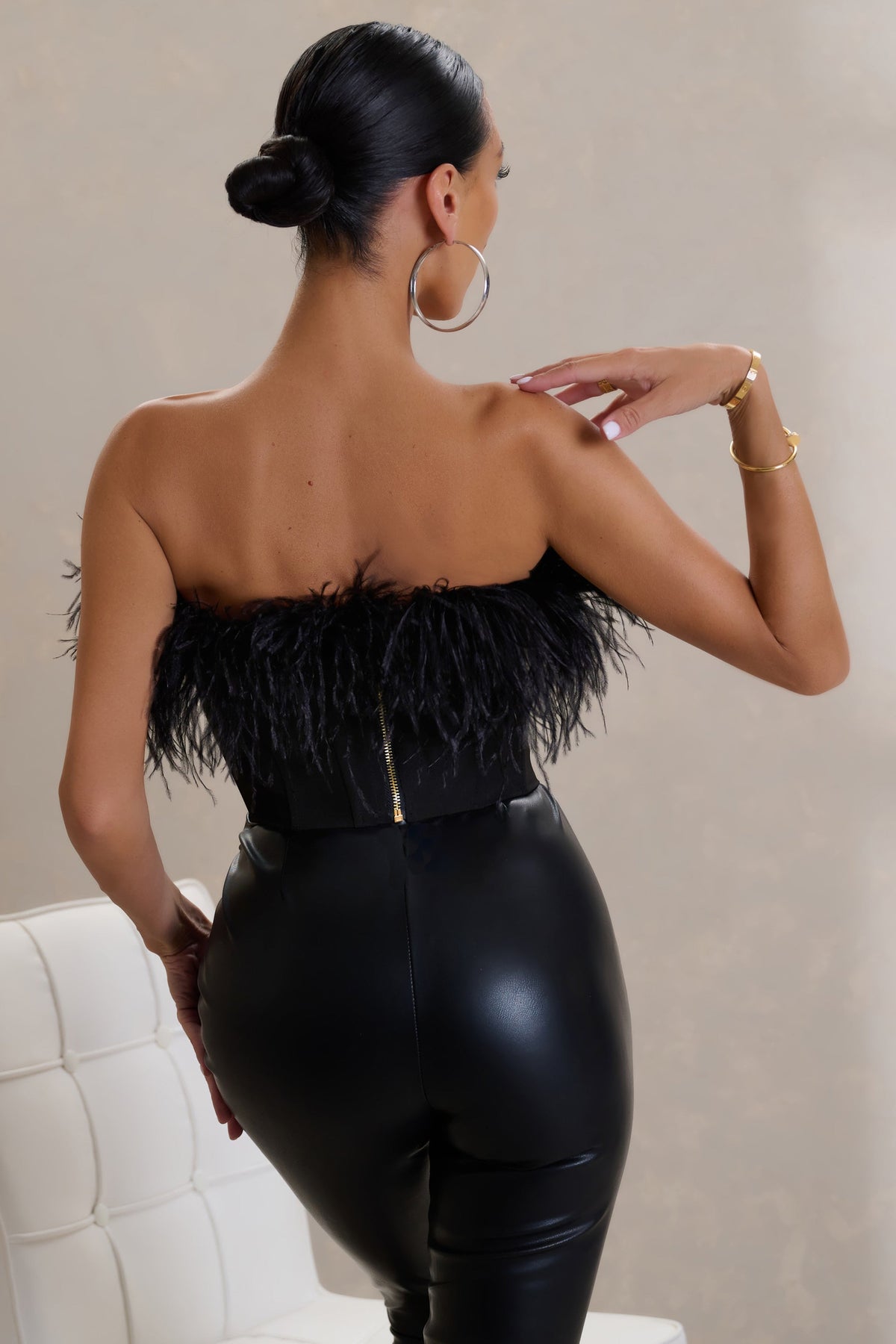 All About You Black Feather Bandeau Corset Top – Club L London - USA