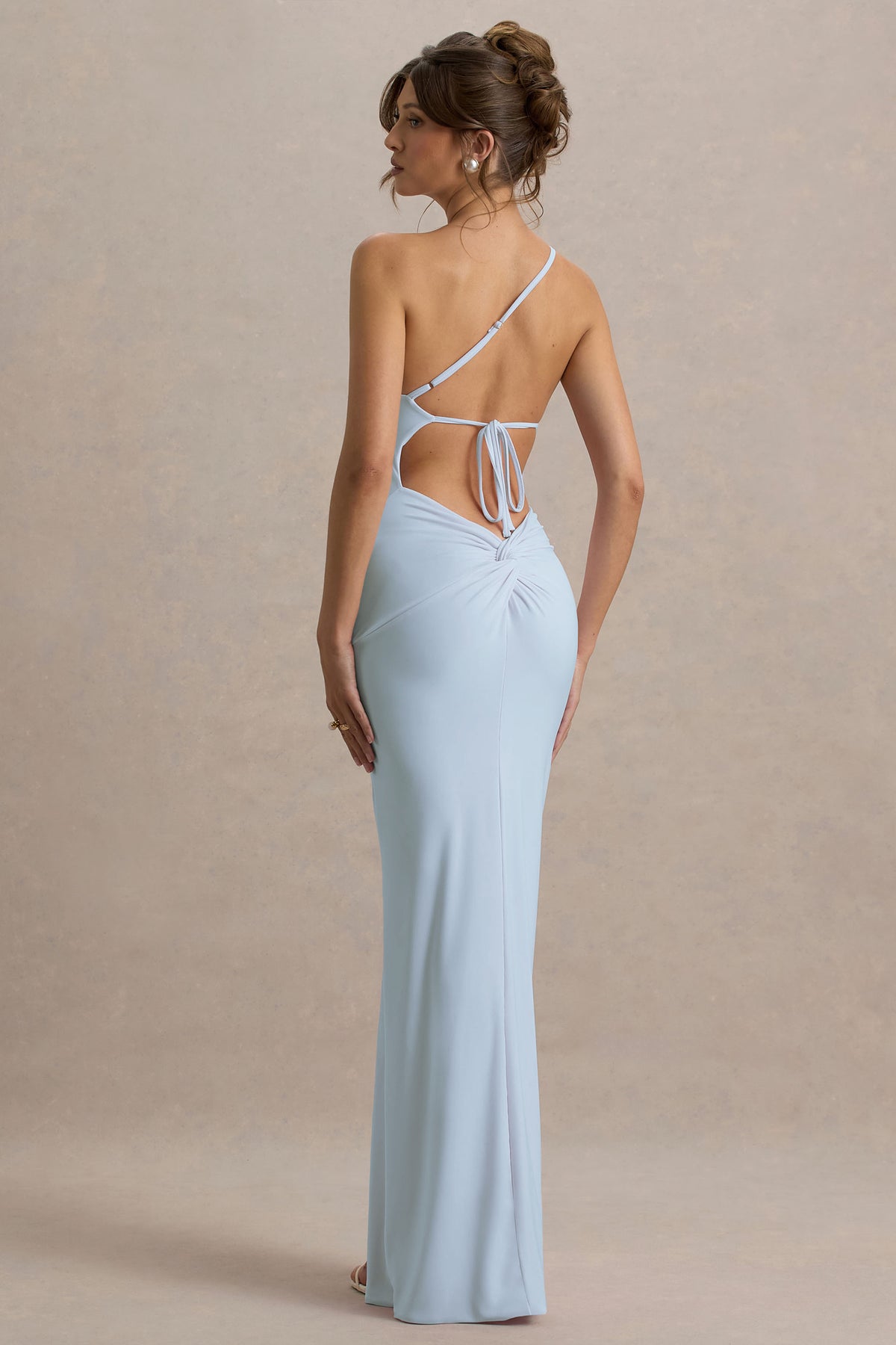 Dressing Up Powder Blue One Shoulder Maxi Dress With Open Back Detai Club L London - USA Dressing Up Powder Blue One Shoulder Maxi Dress With Open Back Detai Club L London - USA