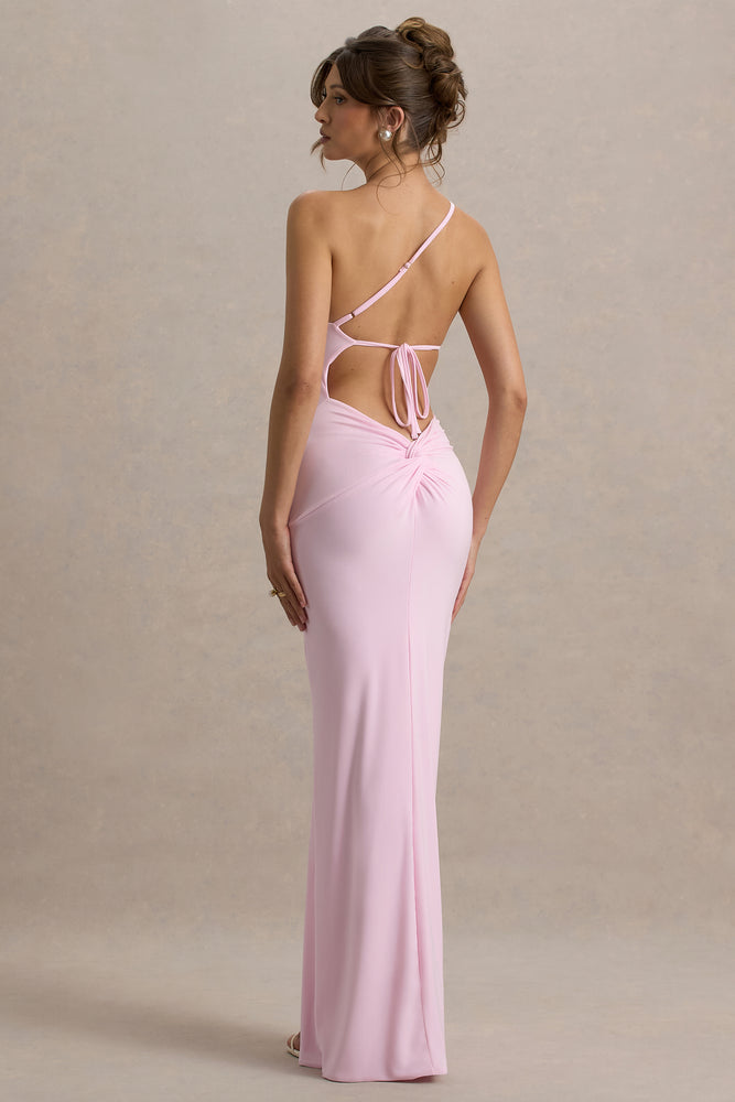 Dressing Up Pink One Shoulder Maxi Dress With Open Back Detail