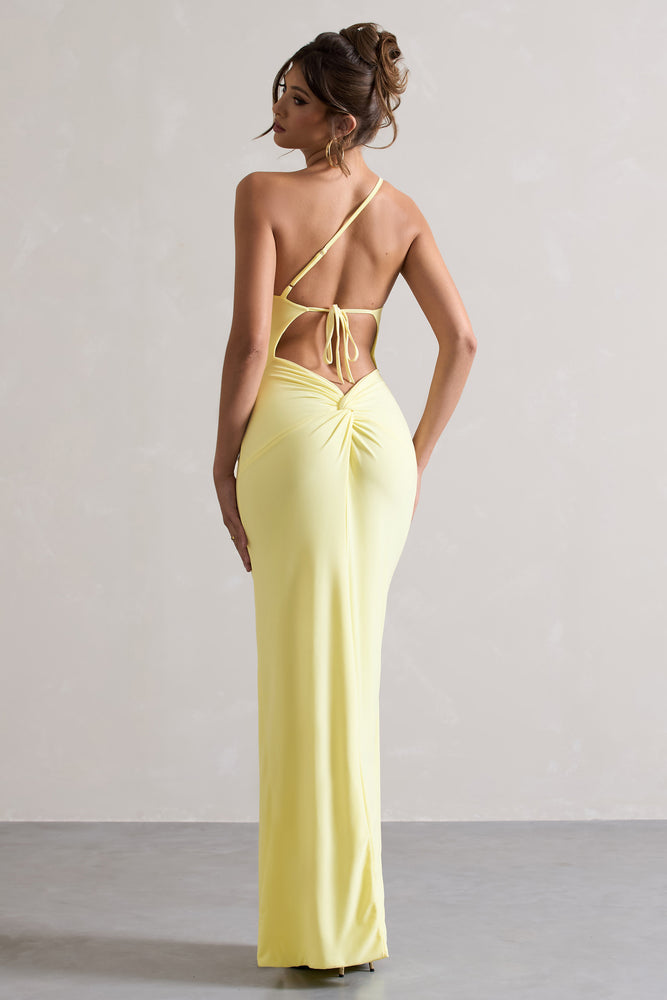 Dressing Up Lemon One Shoulder Maxi Dress With Open Back Detail – Club L  London