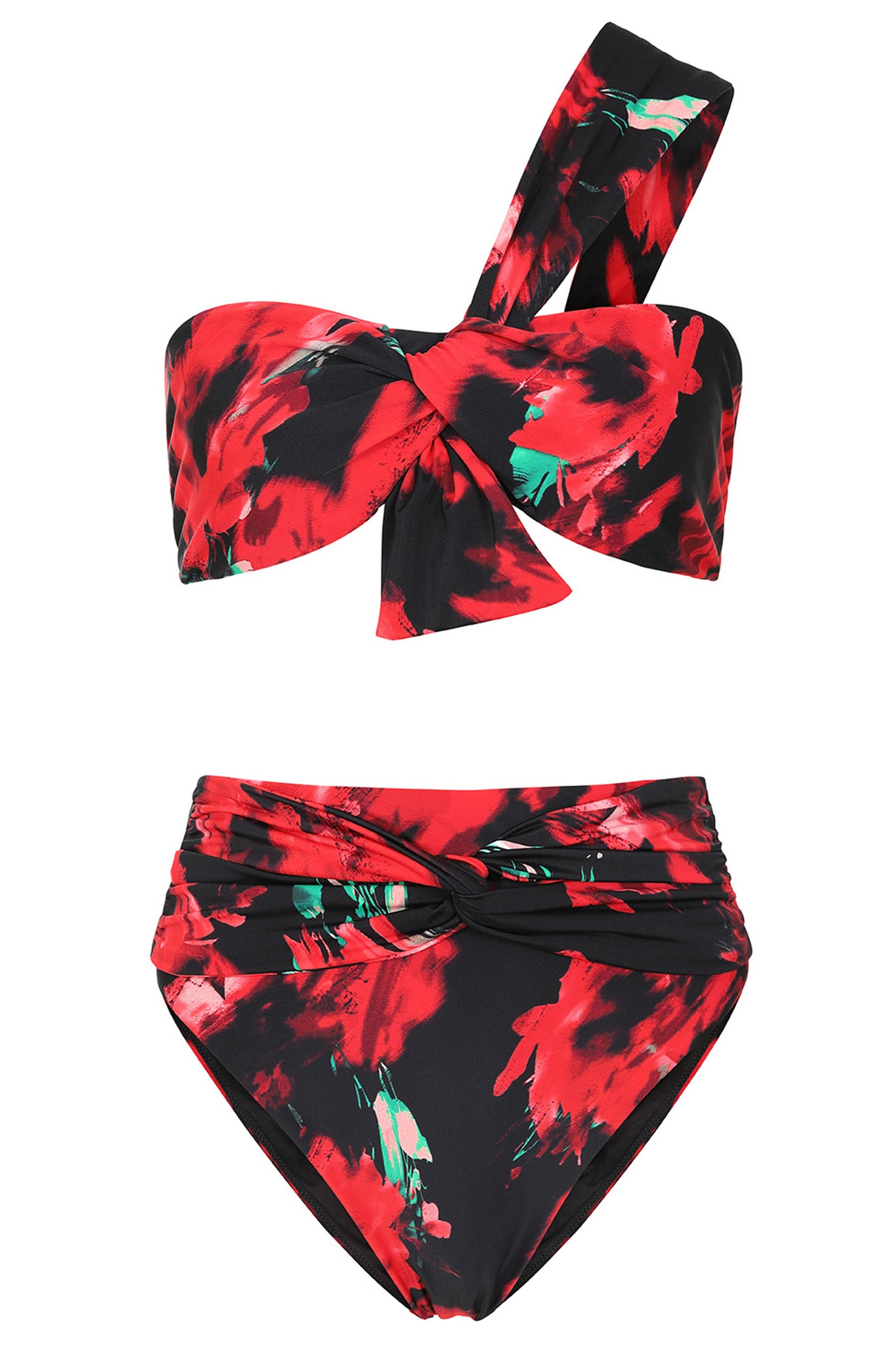 High Tide | Multi Print High Waisted Twist Front Bikini Bottoms - Club L London - USA