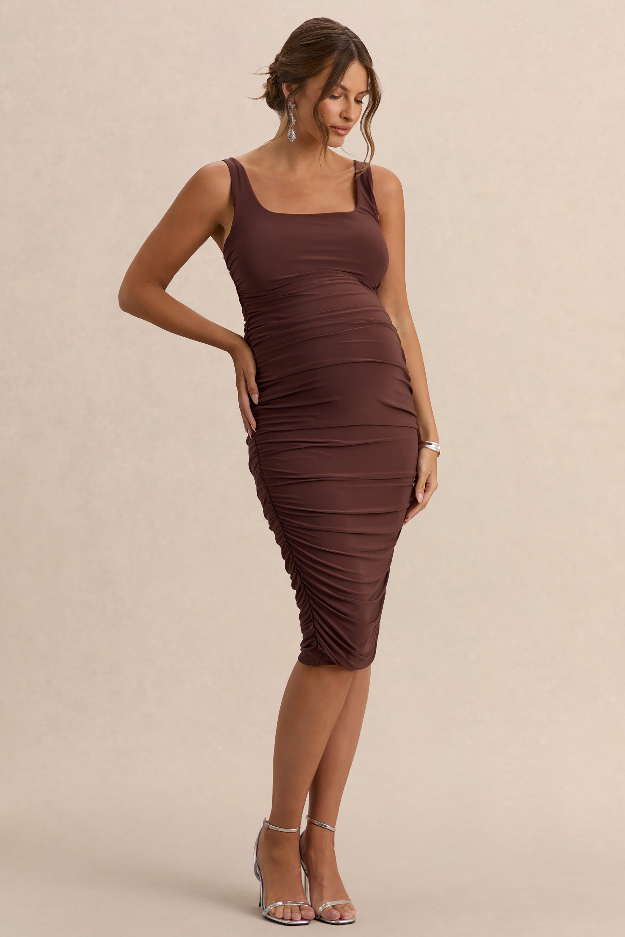 midi bodycon dress maternity Maternity Midi Bodycon Dress Large / Green