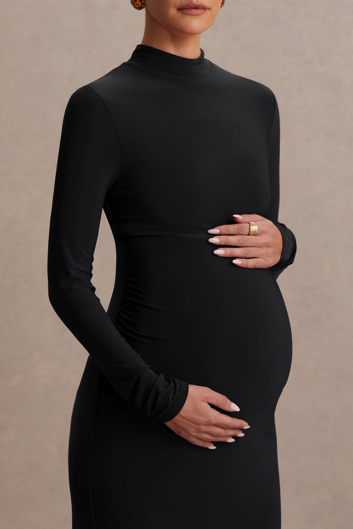 Alejandra Black Maternity Long Sleeve High Neck Maxi Dress Club L London - USA Alejandra Black Maternity Long Sleeve High Neck Maxi Dress Club L London - USA