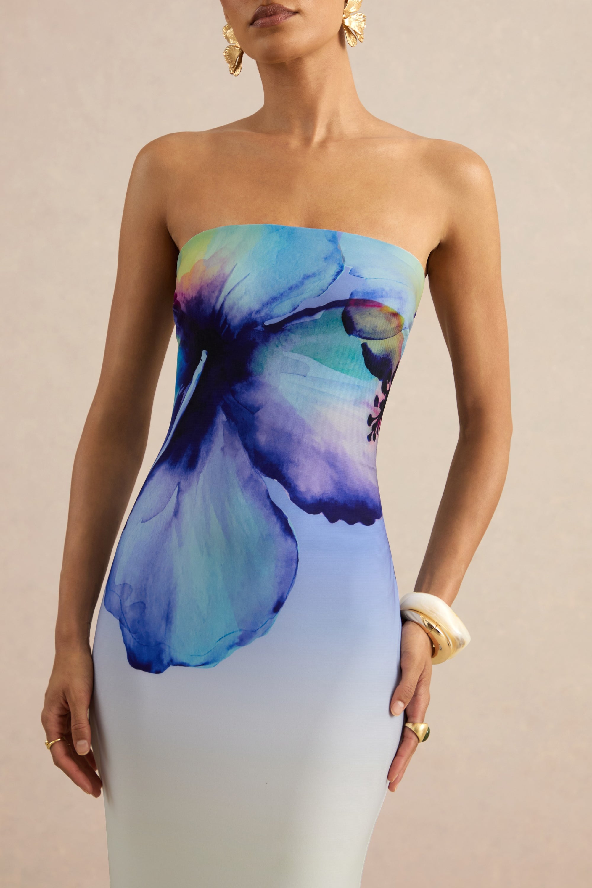 blue ombre bodycon dress Murphies Strapless Mini Dress Blue Ombre