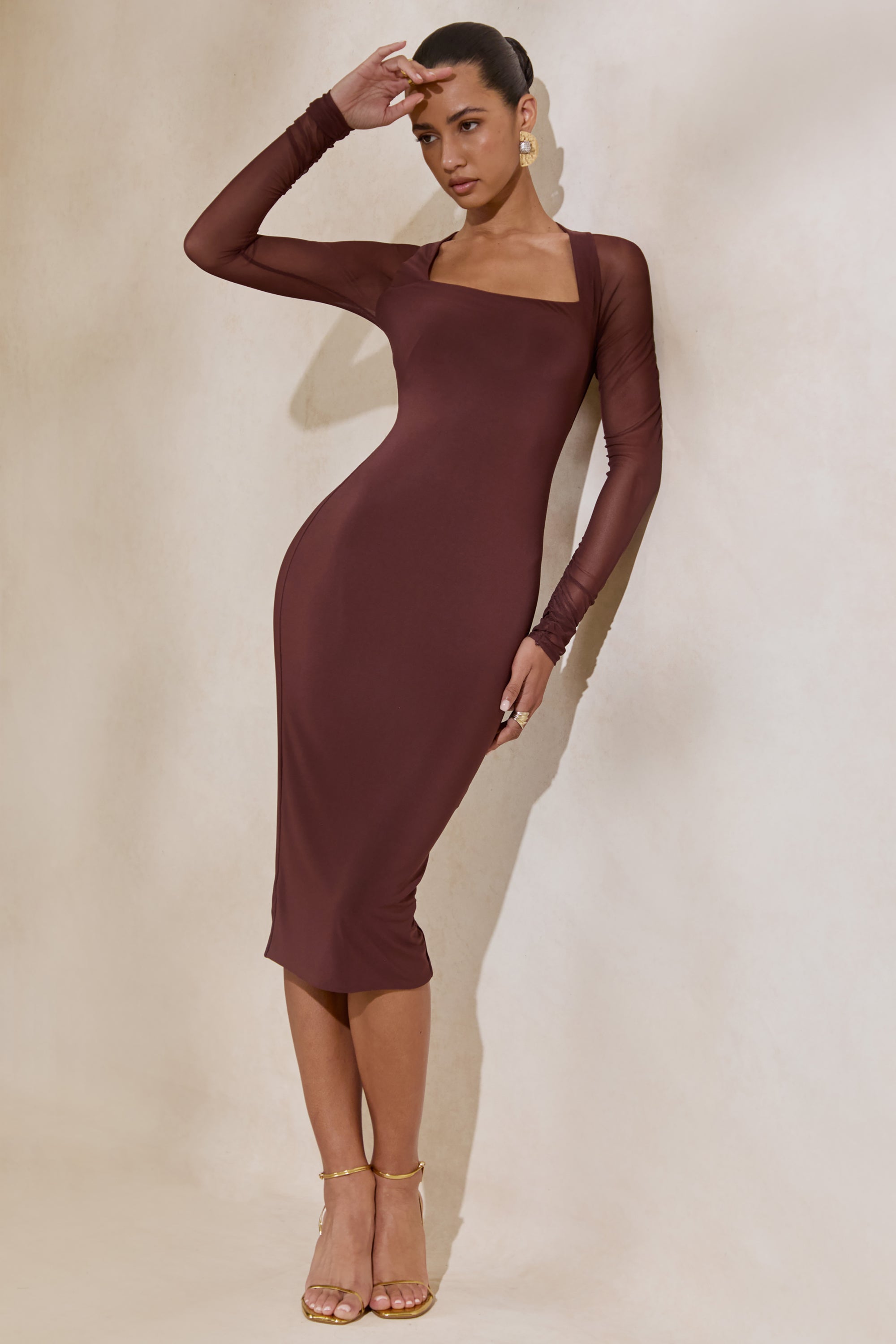 bodycon dress sheer Vivian Sheer Bodycon Dress