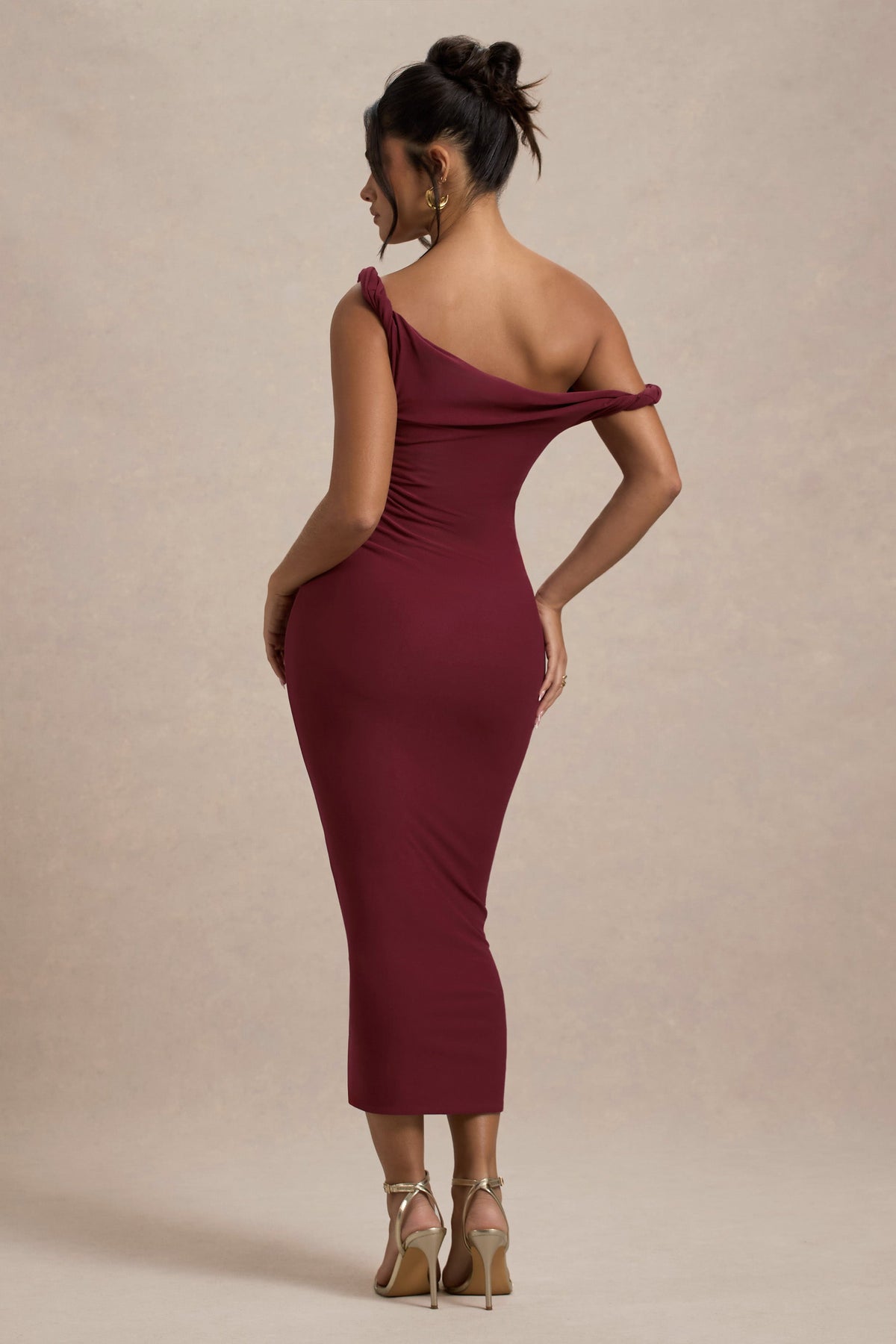 Salome | Berry Twisted Asymmetric Midi Dress - UK 6 Berry Salome | Berry Twisted Asymmetric Midi Dress - UK 6 Berry