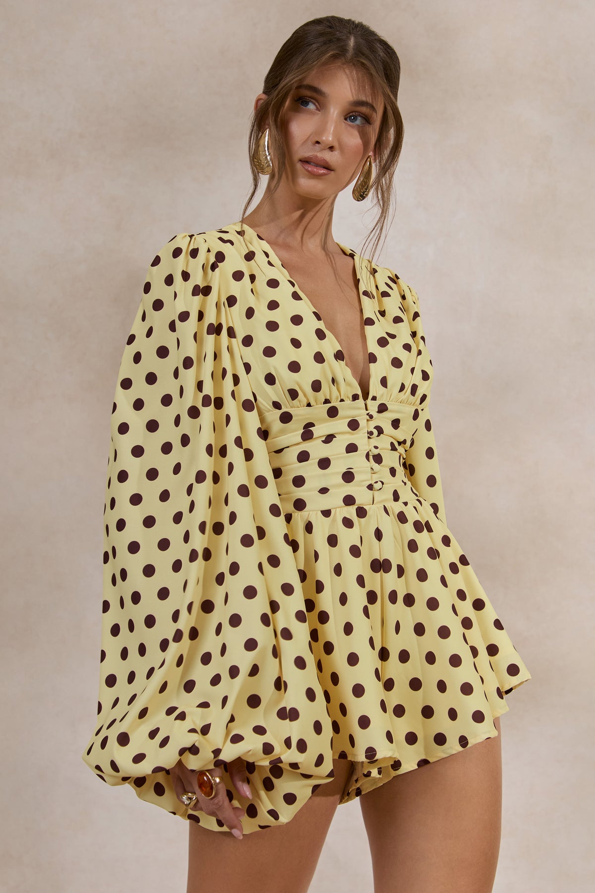 ECM_HR_CL132290121 - Laurel _ Lemon Polka Dot V-Neck Balloon Sleeve Playsuit1.jpg