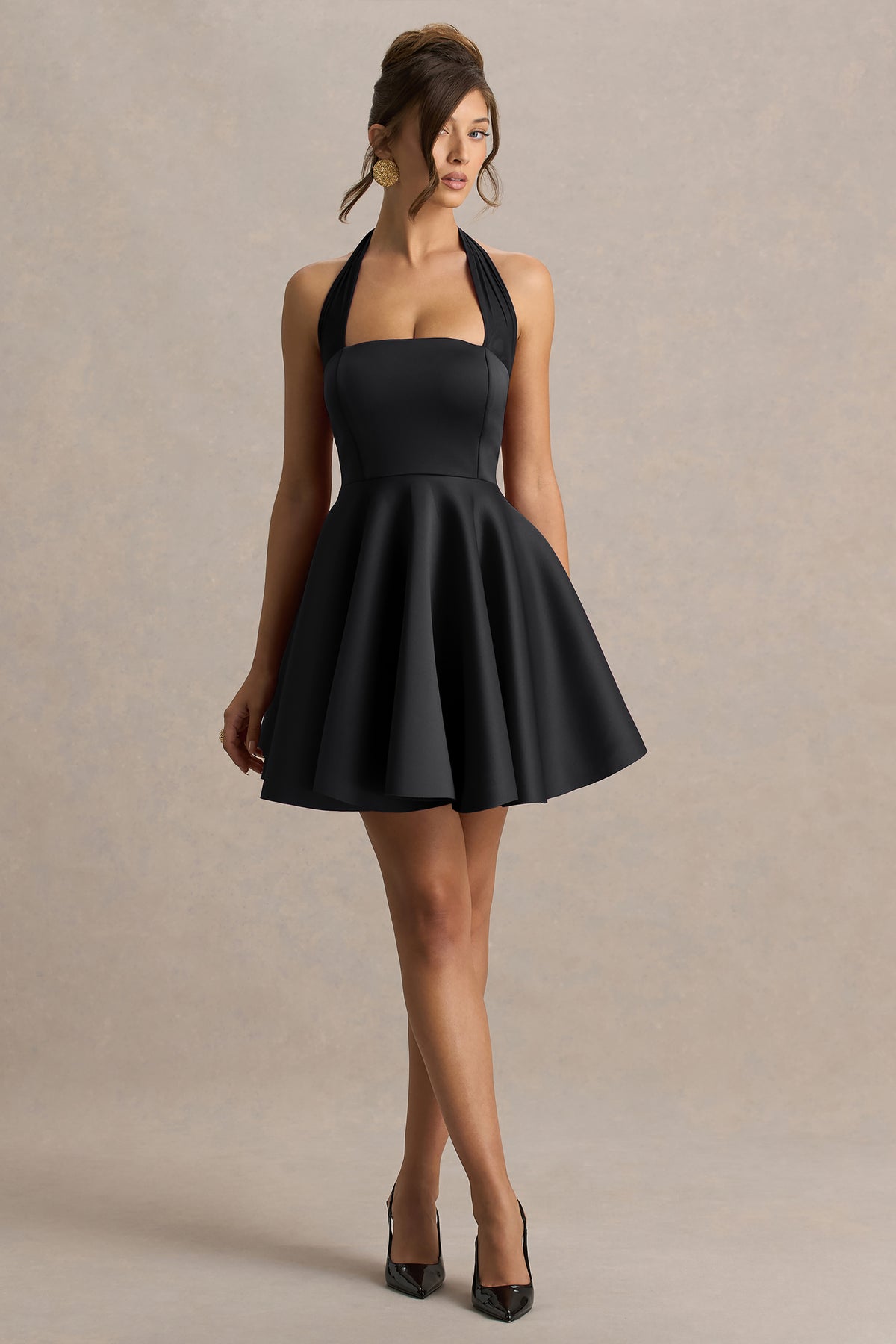 Peggy | Black Halter-Neck Skater Mini Dress US 6 / Black Peggy | Black Halter-Neck Skater Mini Dress US 6 / Black