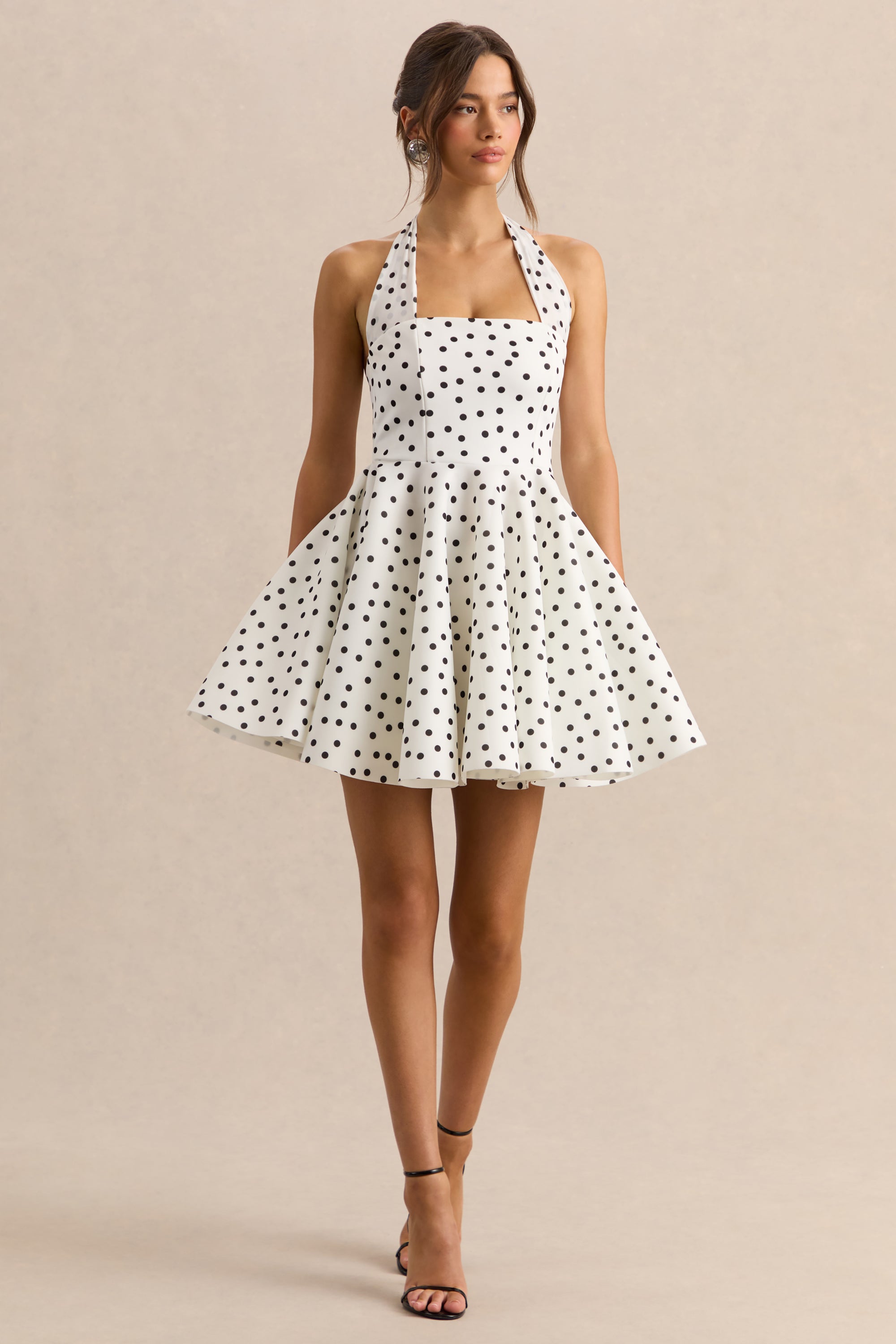 black and white halter mini dress halter top short dress Ziggy Black Halter Neck Mini Dress, 8