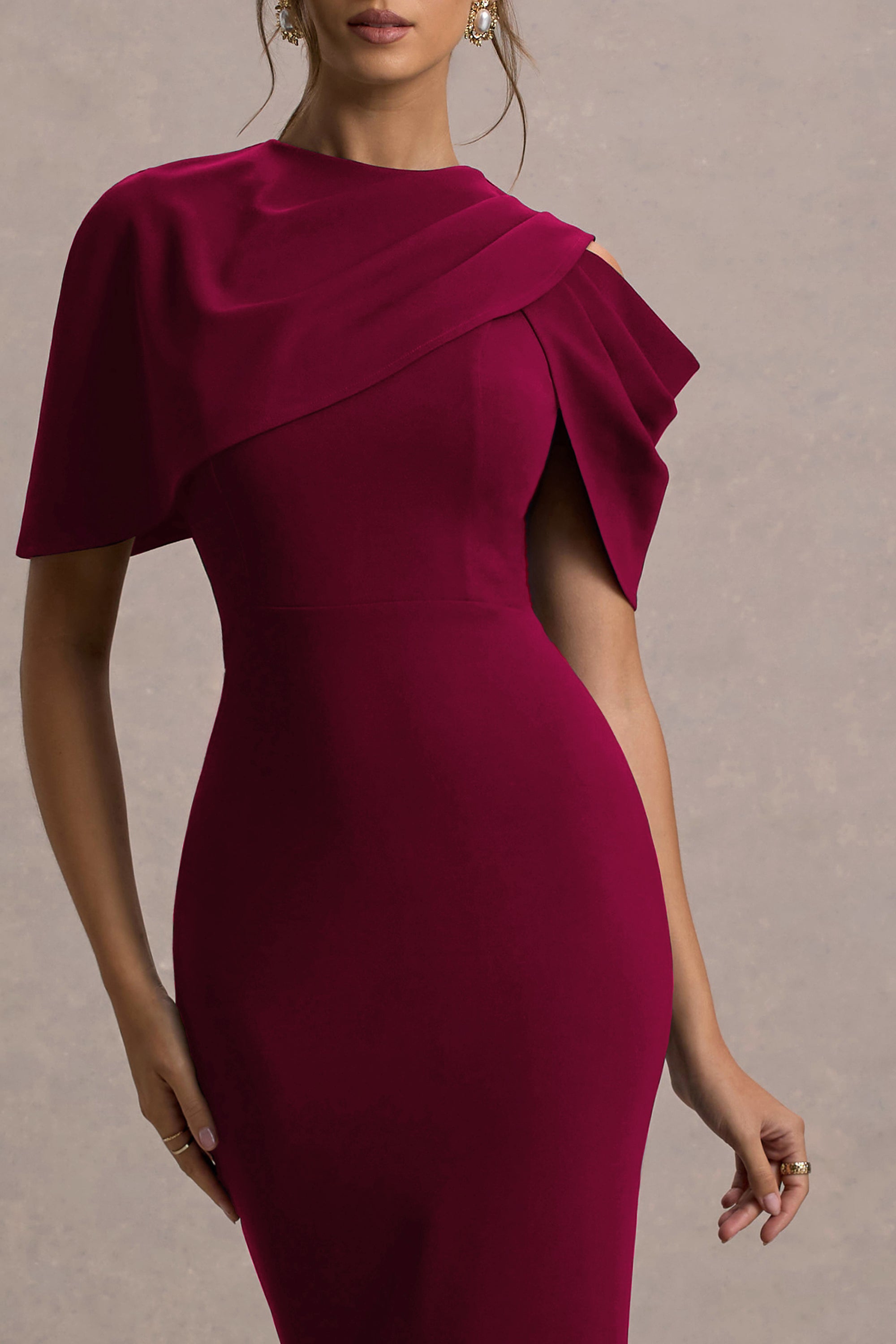 berry red midi dress DEJA DRESS