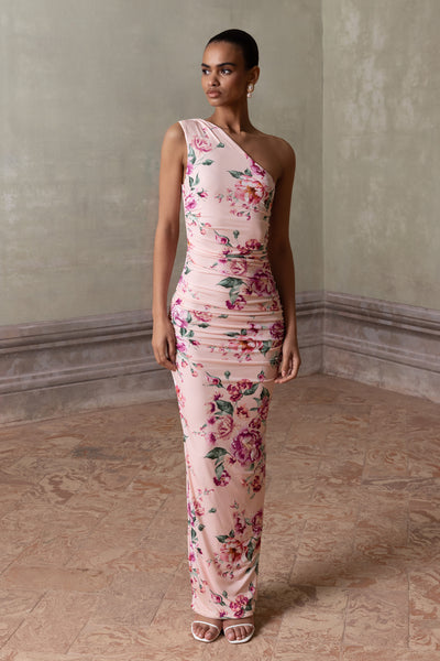 floral one shoulder maxi dress Dalarie | Pink Print One-Shoulder Gathered – Club L London Spring 2026 Ranch Oyster Crackers {No Size:US 2 | UK 6