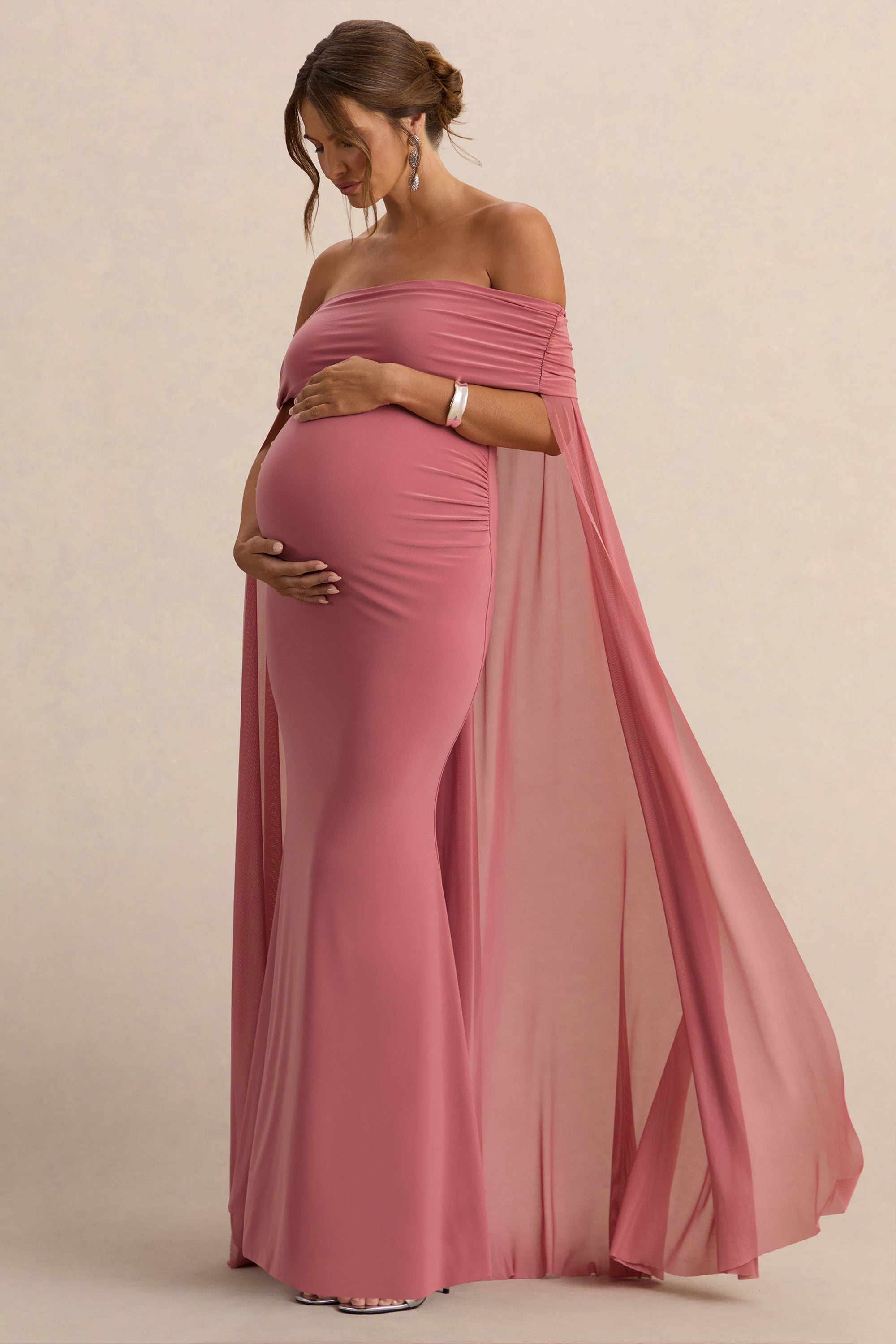 maternity hot pink dress Hot Pink Spaghetti Straps Two Pieces Summer Maternity Dress