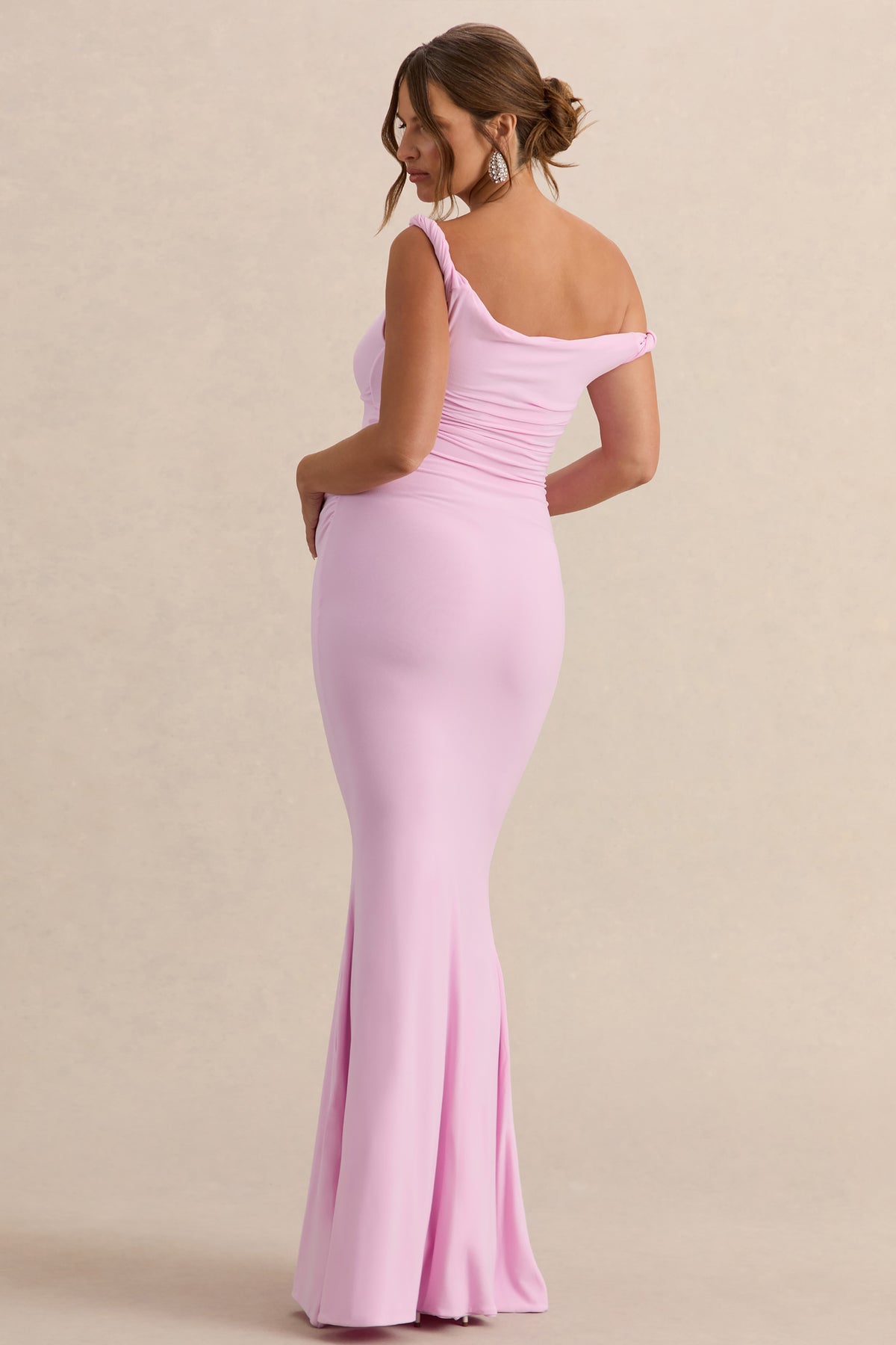 Lita Pink Twisted Asymmetric Maternity Maxi Dress Club L London - USA Lita Pink Twisted Asymmetric Maternity Maxi Dress Club L London - USA