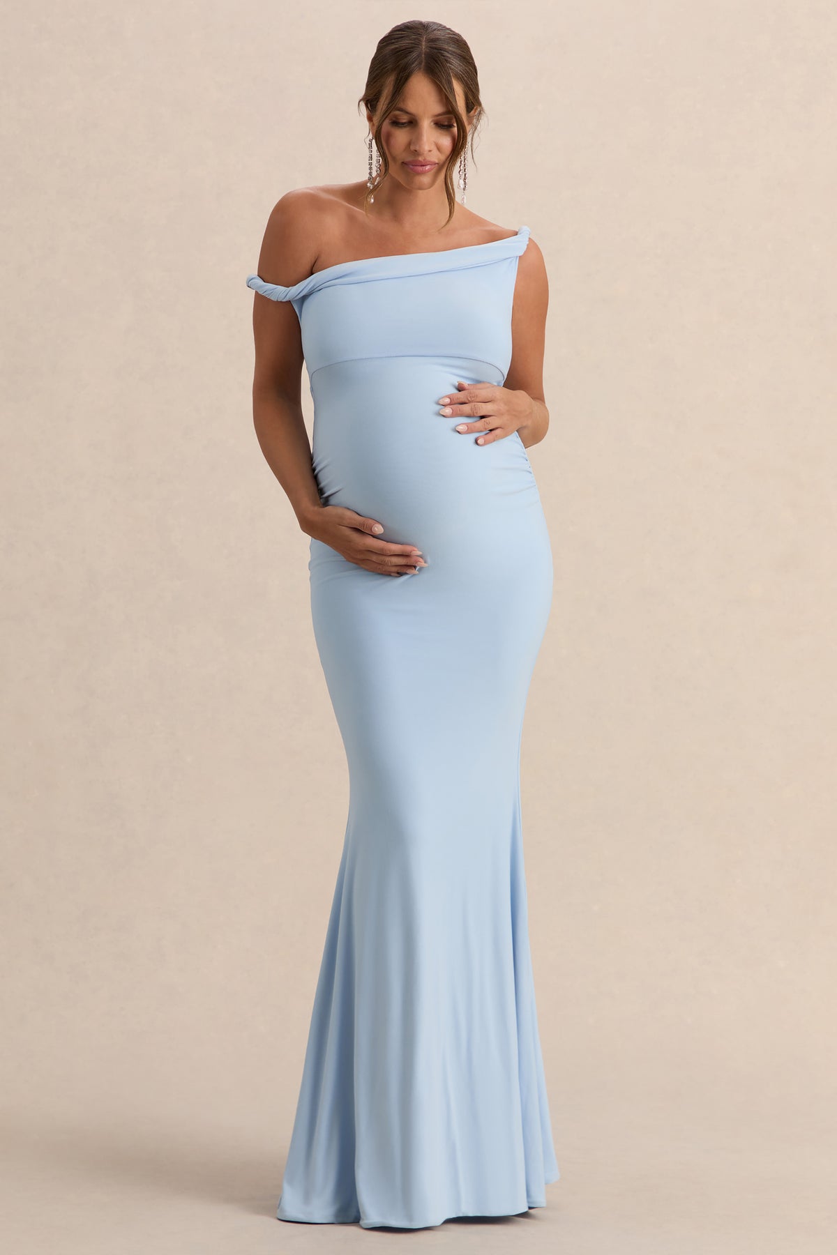 Lita | Powder Blue Twisted Asymmetric Maternity Maxi Dress - UK 8 Powder Blue Lita | Powder Blue Twisted Asymmetric Maternity Maxi Dress - UK 8 Powder Blue