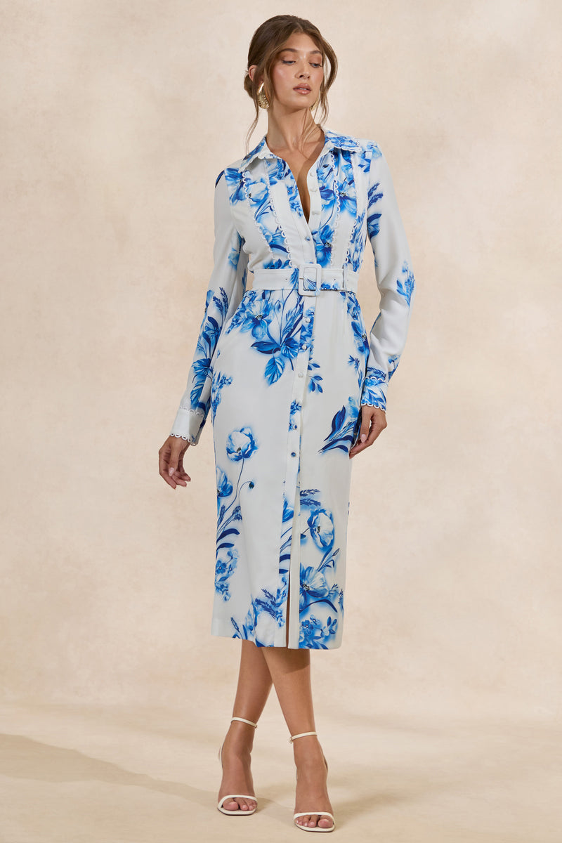 CL135595153 - Zephy _ Blue Floral Print Belted Shirt Midi Dress0 2.jpg