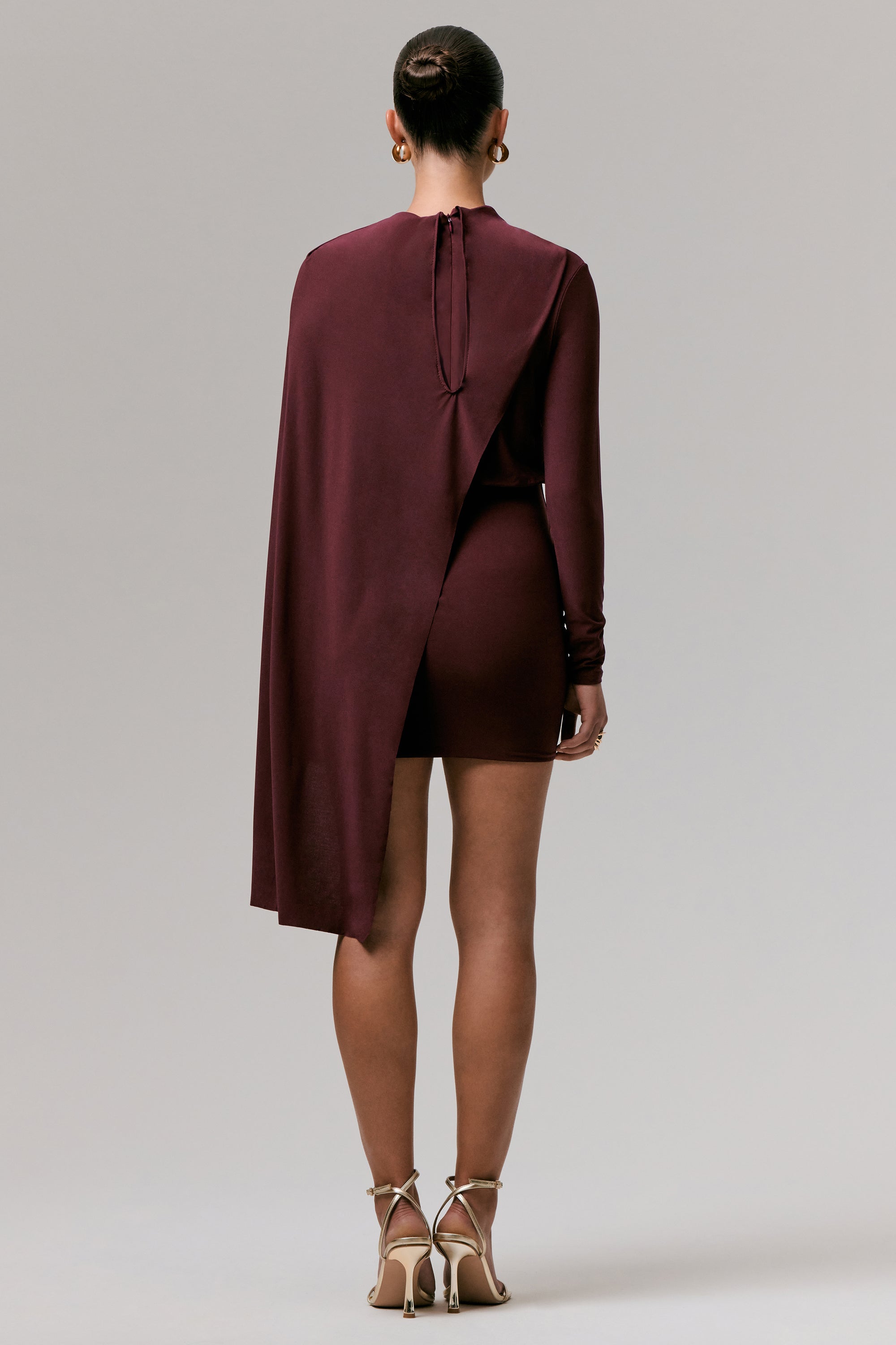 burgundy long sleeve mini dress Darlina club nights or special occasions Celeste | Burgundy Long-Sleeve Mini