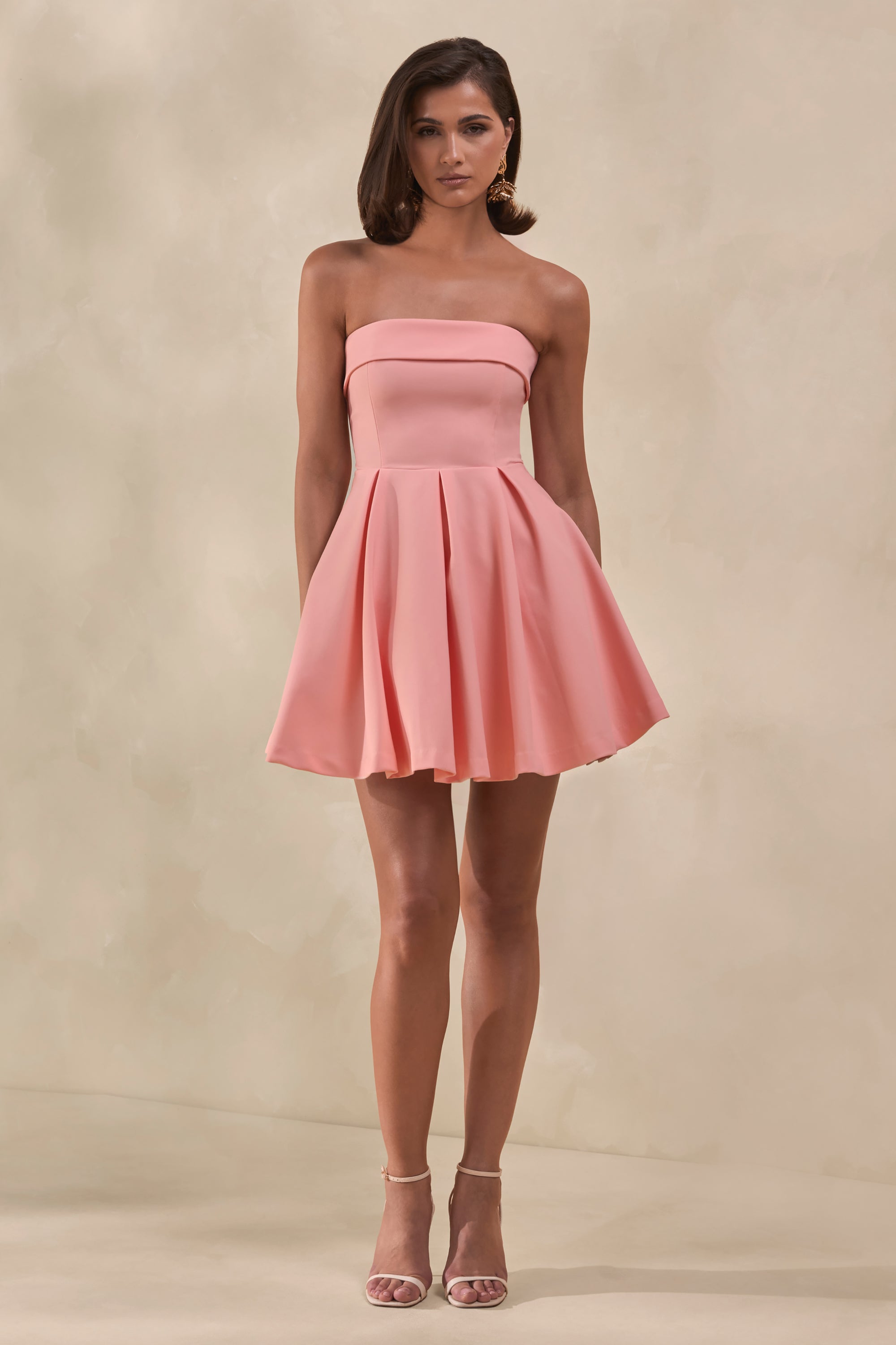 light pink strapless mini dress Light Pink Satin Dress - Strapless Satin Dress - Pink Mini Dress