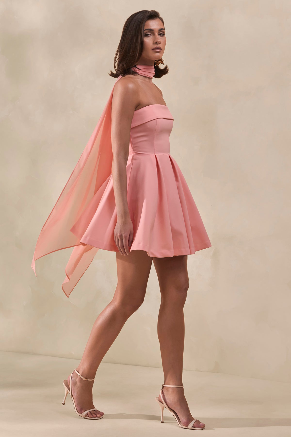 Bruna Light Pink Bandeau Skater Mini Dress  Club L London - USA