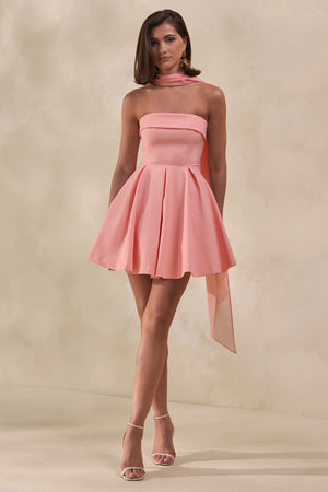mini women's light pink strapless sexy dress for date night Bruna Photo_Shoot_Gown 5% Spandex Baltic Born Womens Johanna Color:Dark Cyan / Black