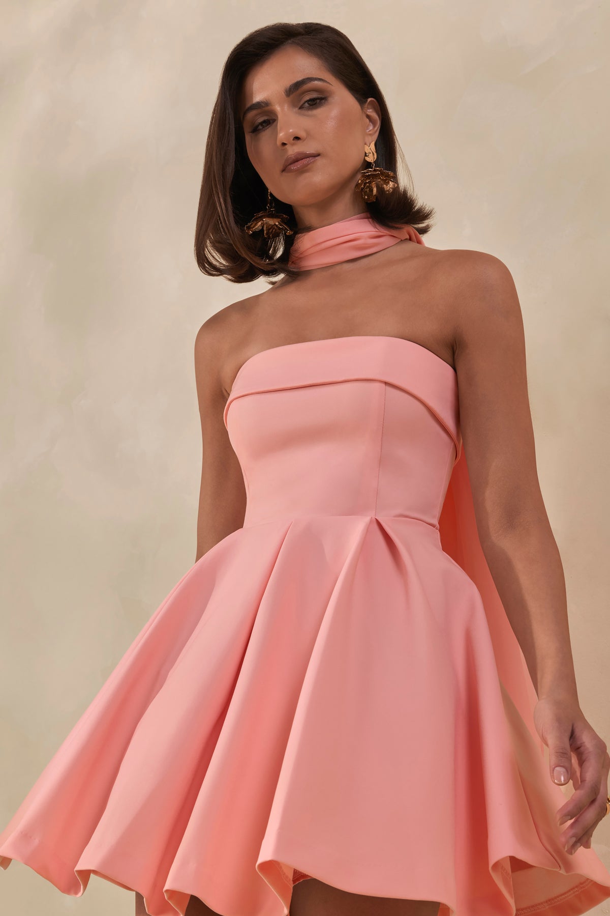 Bruna Light Pink Bandeau Skater Mini Dress – Club L London