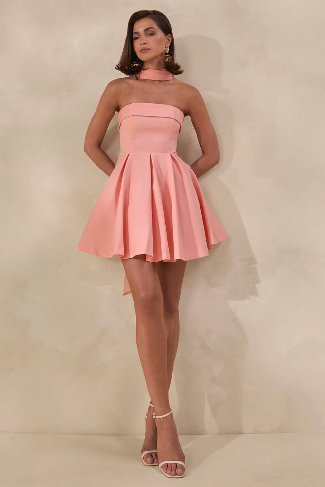 Bruna Light Pink Bandeau Skater Mini Dress – Club L London