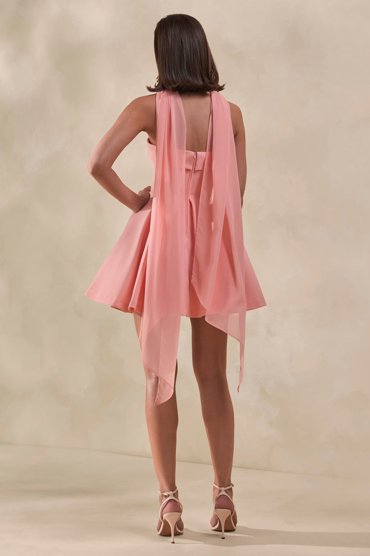 Bruna Light Pink Bandeau Skater Mini Dress – Club L London