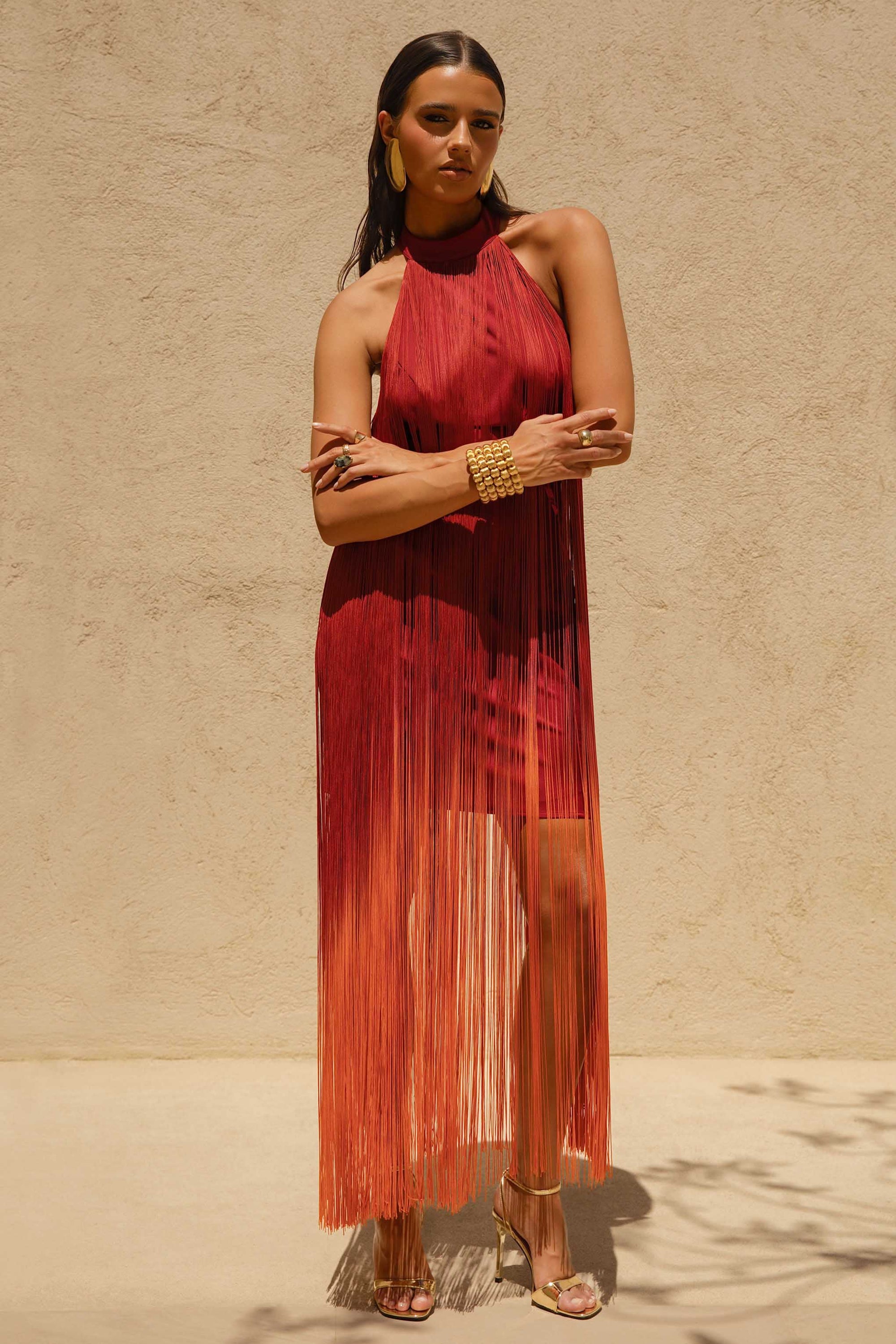 dress with long fringe Beaded-Fringe Primavera Prom 4149 Black / 000 out with a back zipper closure for a perfect fit Tango Fringe Dress