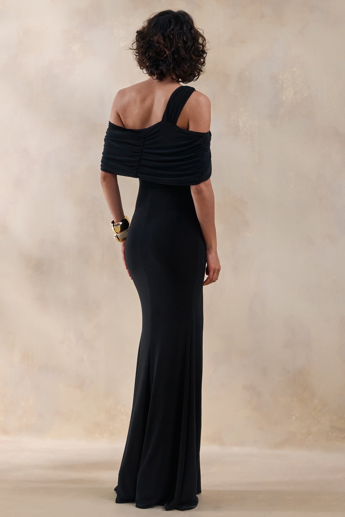 Nala Black Asymmetric Maxi Dress With Split Club L London - USA Nala Black Asymmetric Maxi Dress With Split Club L London - USA